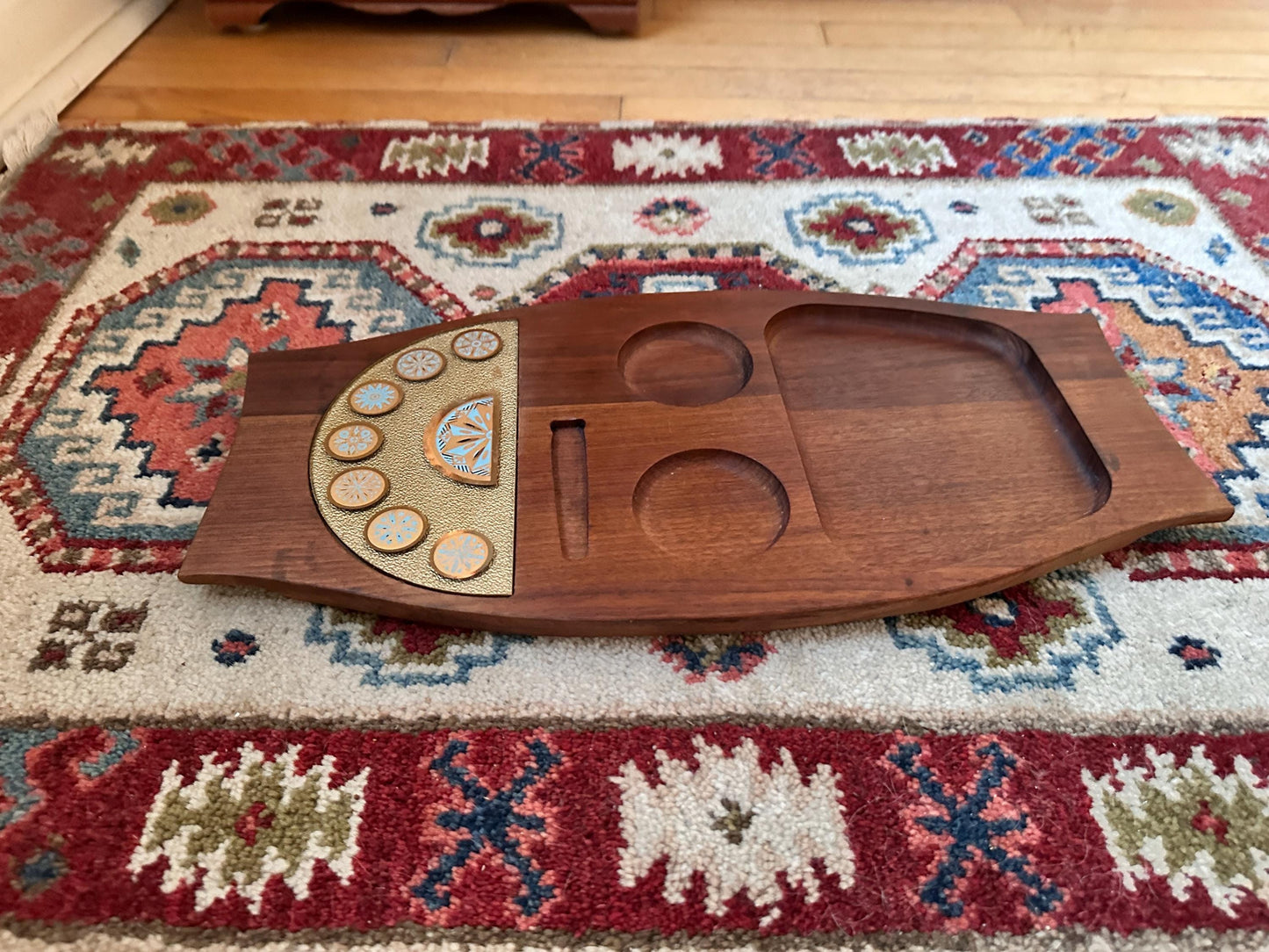 Wyncraft Teak Charcuterie Board with Cheese Knife – Mid-Century Modern Serving Tray