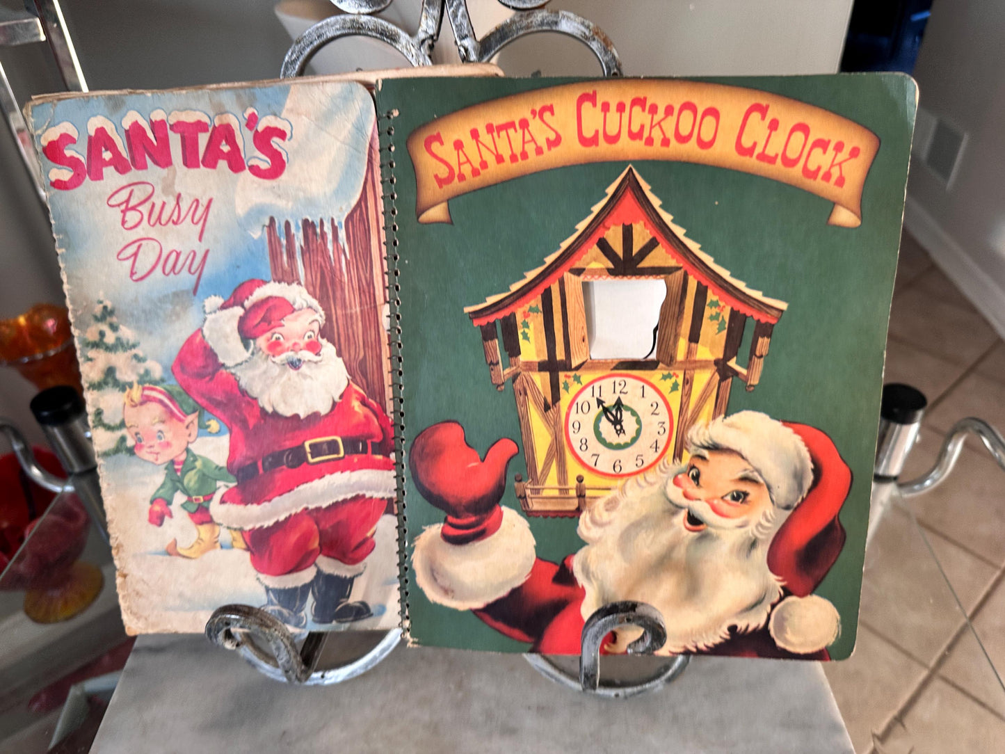 Vintage 1953 Santa's Busy Day First Edition, 1954 Santa's Cuckoo Clock Books