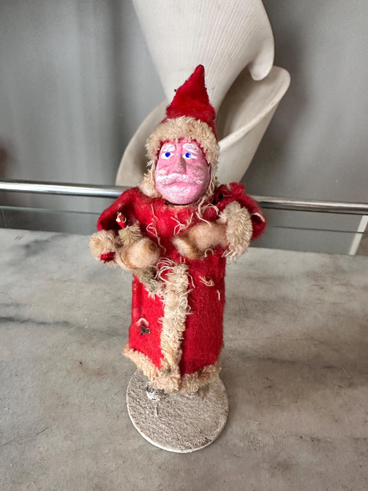 Antique Felt & Spun Cotton Christmas Santa Clau