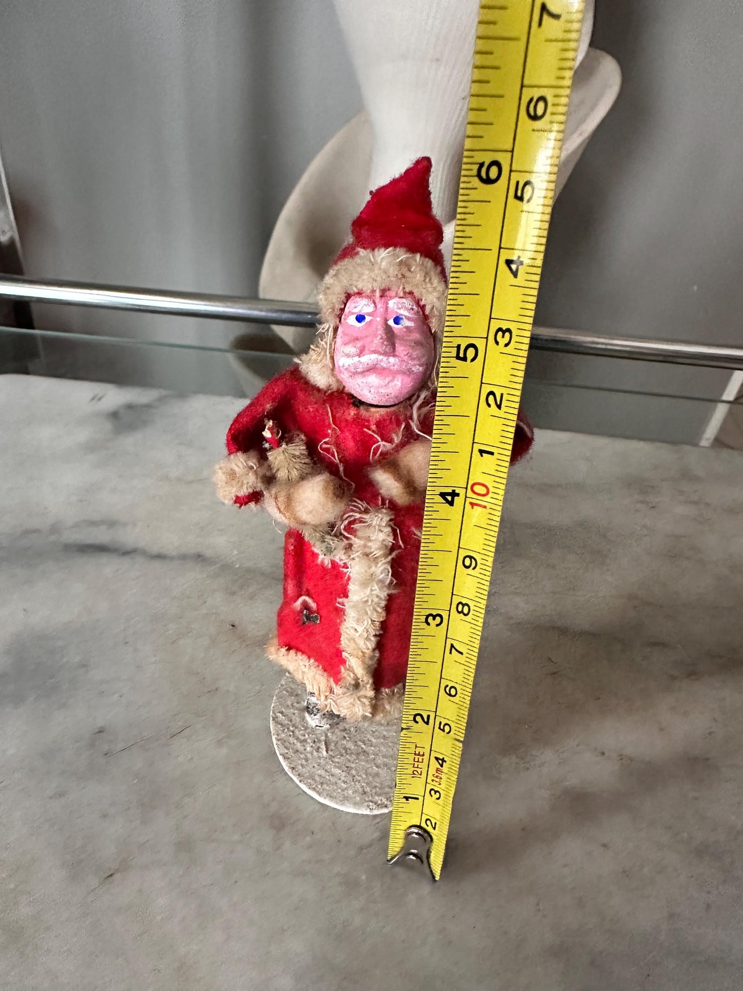 Antique Felt & Spun Cotton Christmas Santa Clau