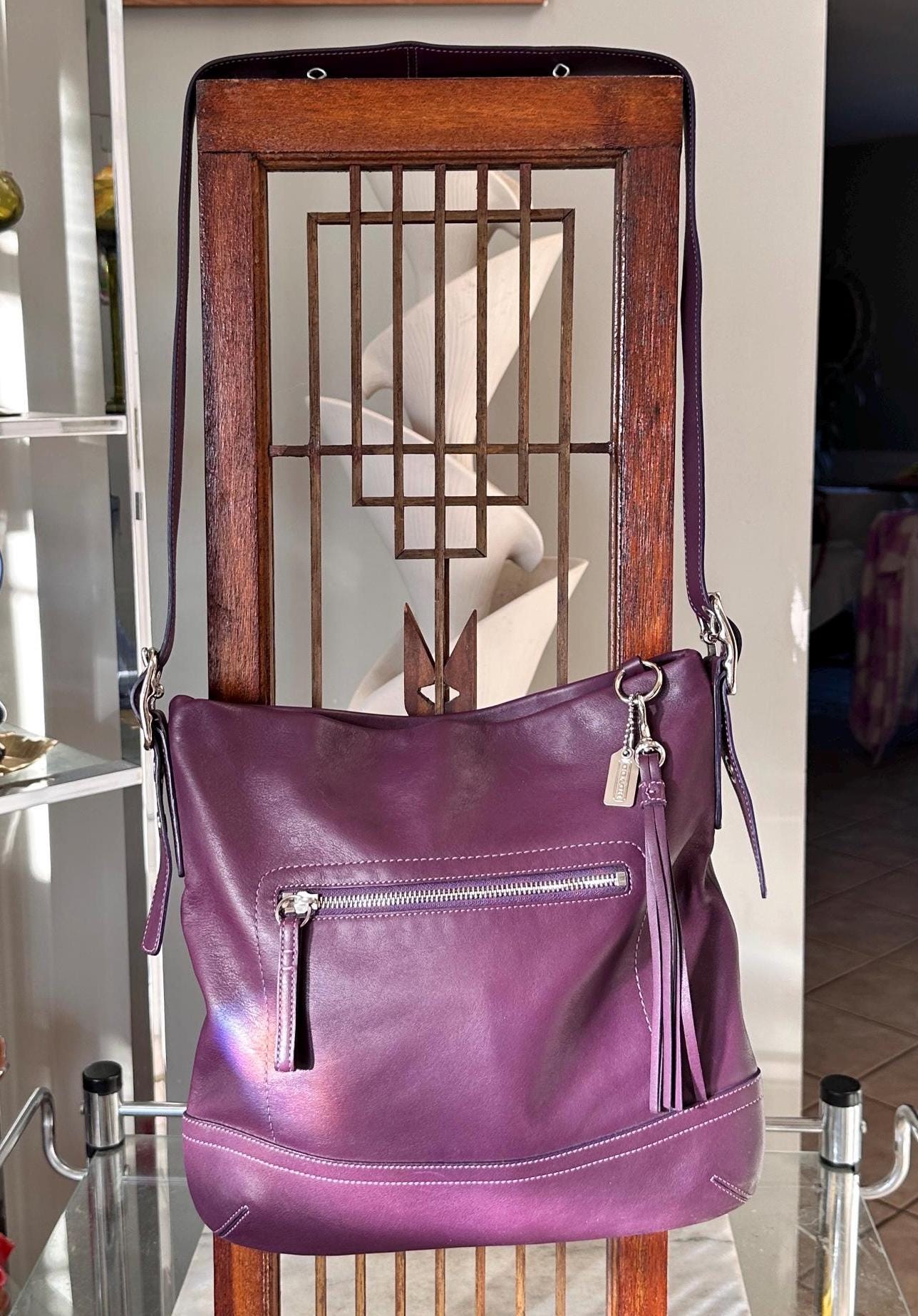 Vintage Coach Soho Deep Purple Leather Shoulder Bag | Y2K Era Handbag
