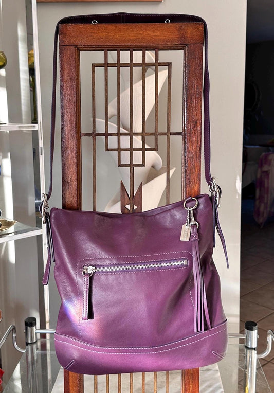 Vintage Coach Soho Deep Purple Leather Shoulder Bag | Y2K Era Handbag