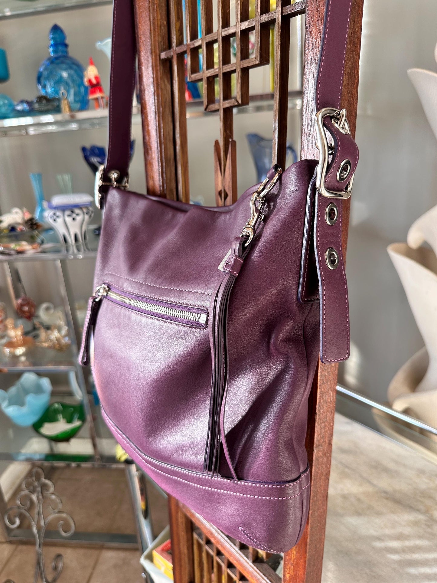 Vintage Coach Soho Deep Purple Leather Shoulder Bag | Y2K Era Handbag