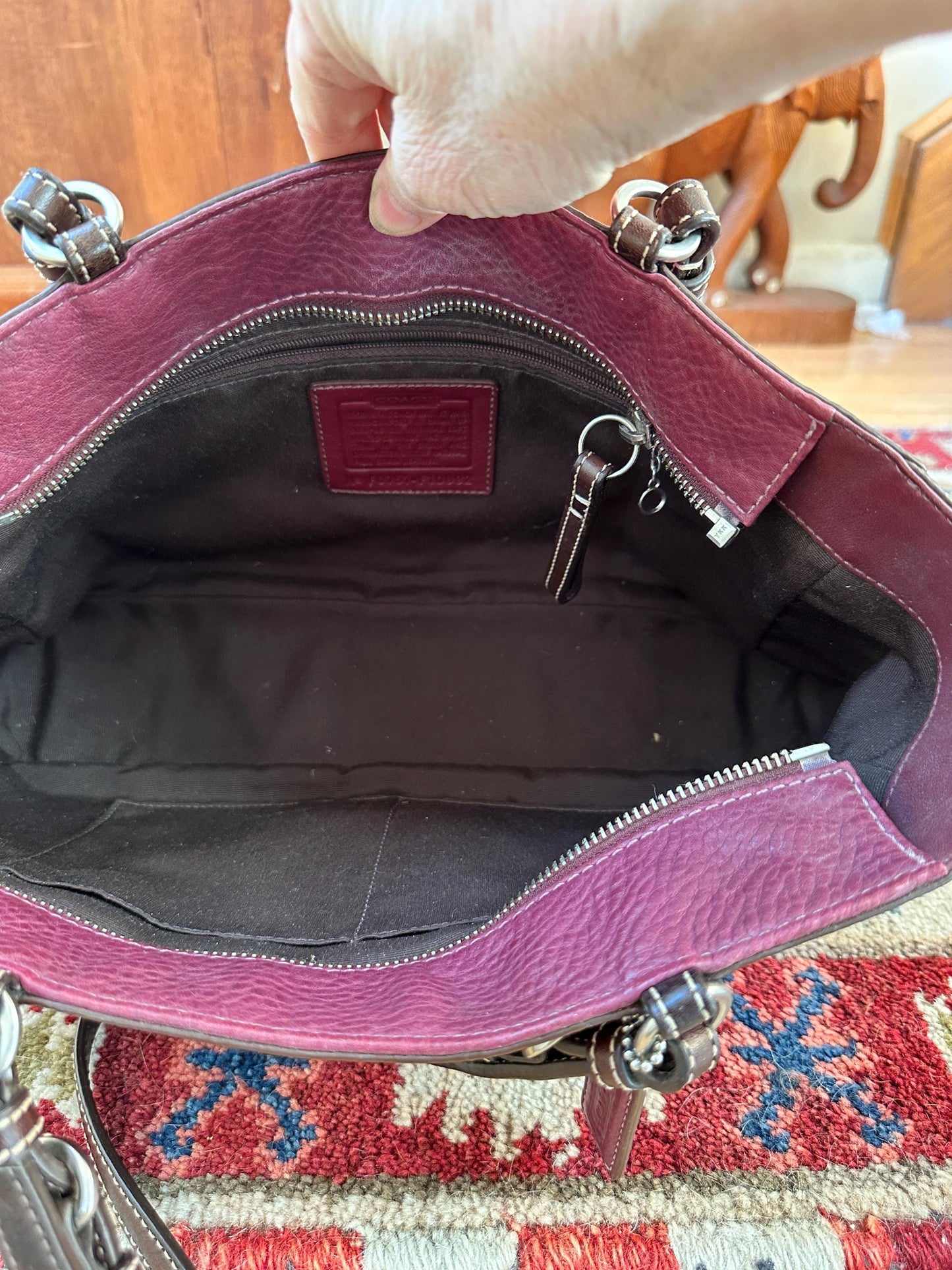 Vintage Chelsea Top Handle Handbag | Burgundy Pebbled Leather Purse | Structured 1980s-1990s Bag