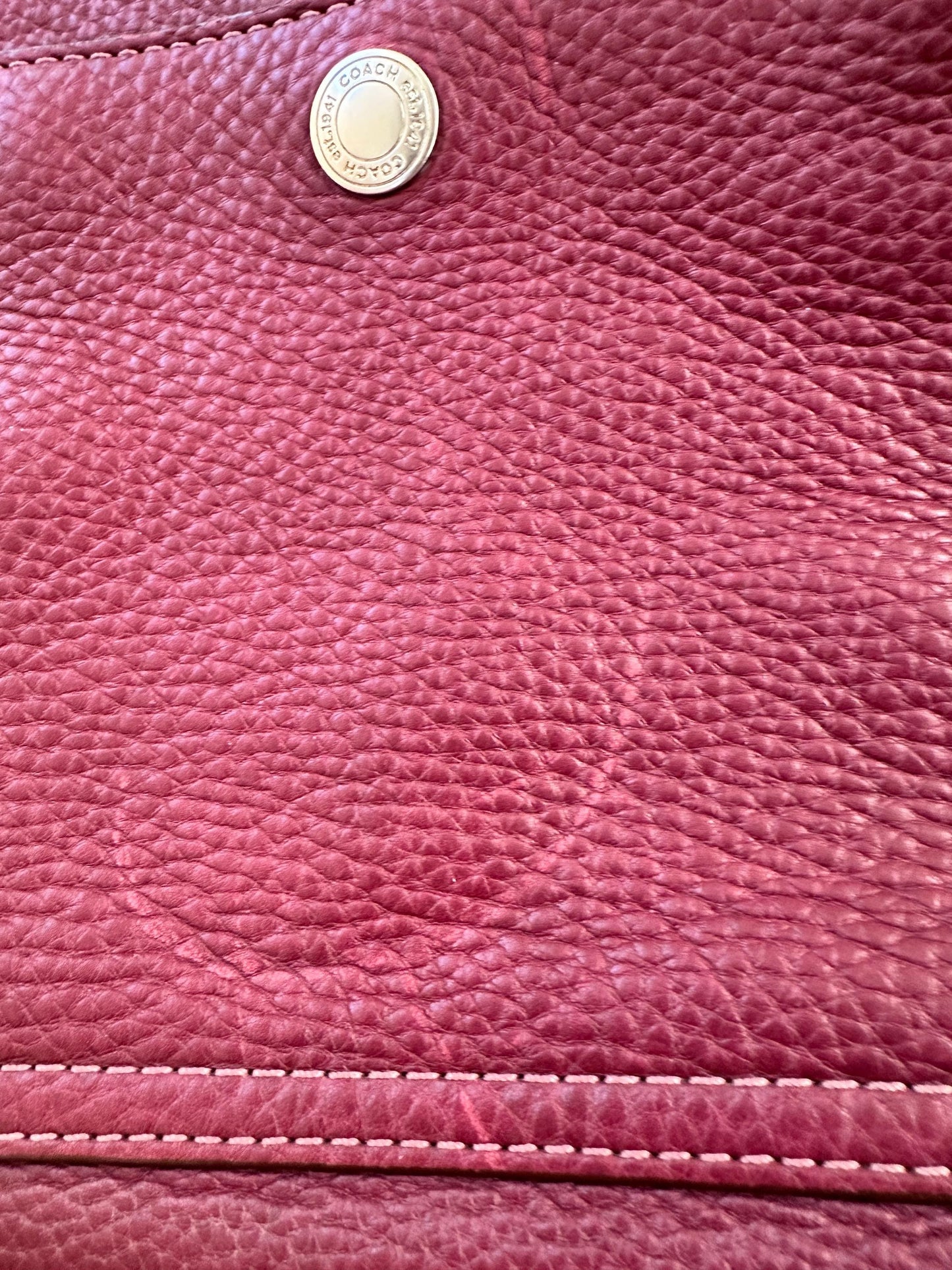 Vintage Chelsea Top Handle Handbag | Burgundy Pebbled Leather Purse | Structured 1980s-1990s Bag