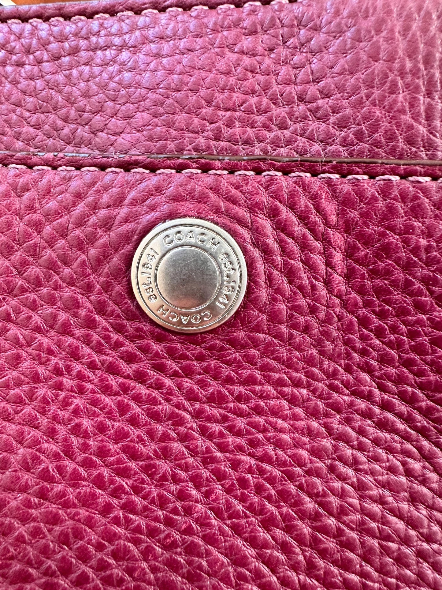 Vintage Chelsea Top Handle Handbag | Burgundy Pebbled Leather Purse | Structured 1980s-1990s Bag