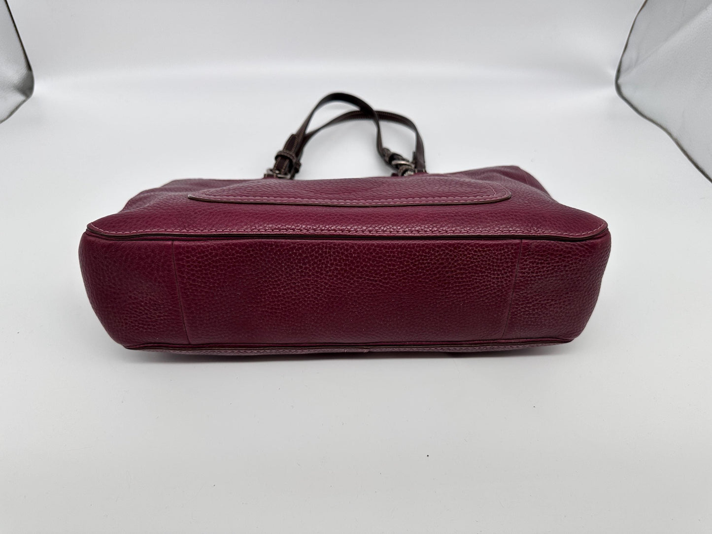 Vintage Chelsea Top Handle Handbag | Burgundy Pebbled Leather Purse | Structured 1980s-1990s Bag