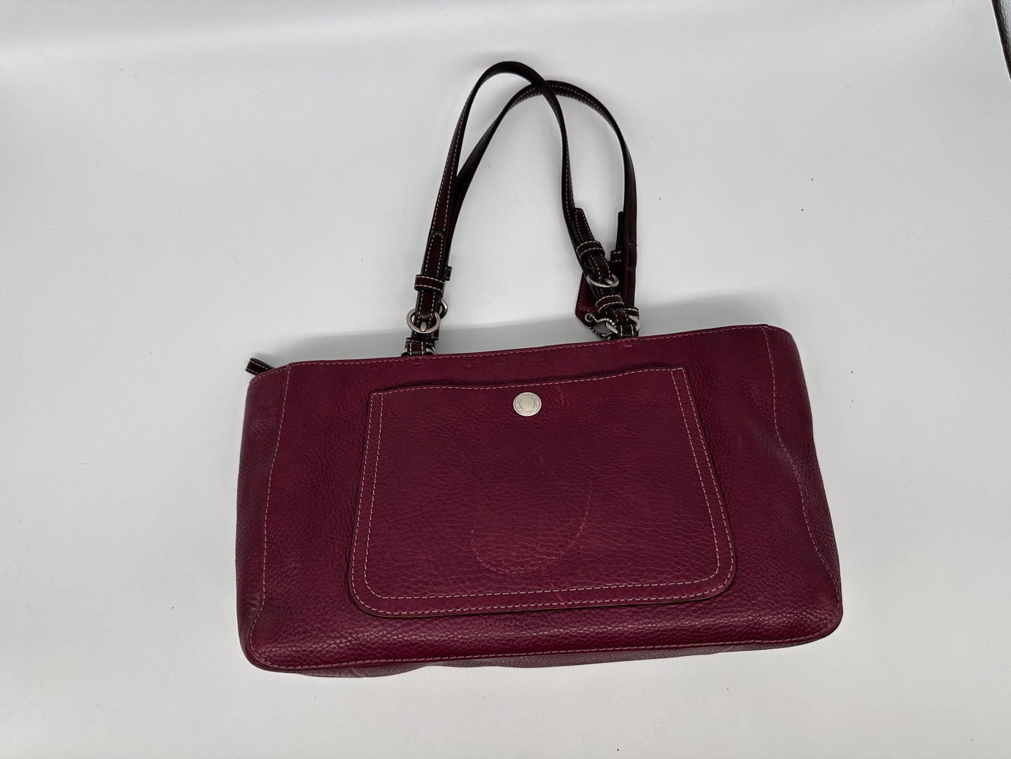 Vintage Chelsea Top Handle Handbag | Burgundy Pebbled Leather Purse | Structured 1980s-1990s Bag