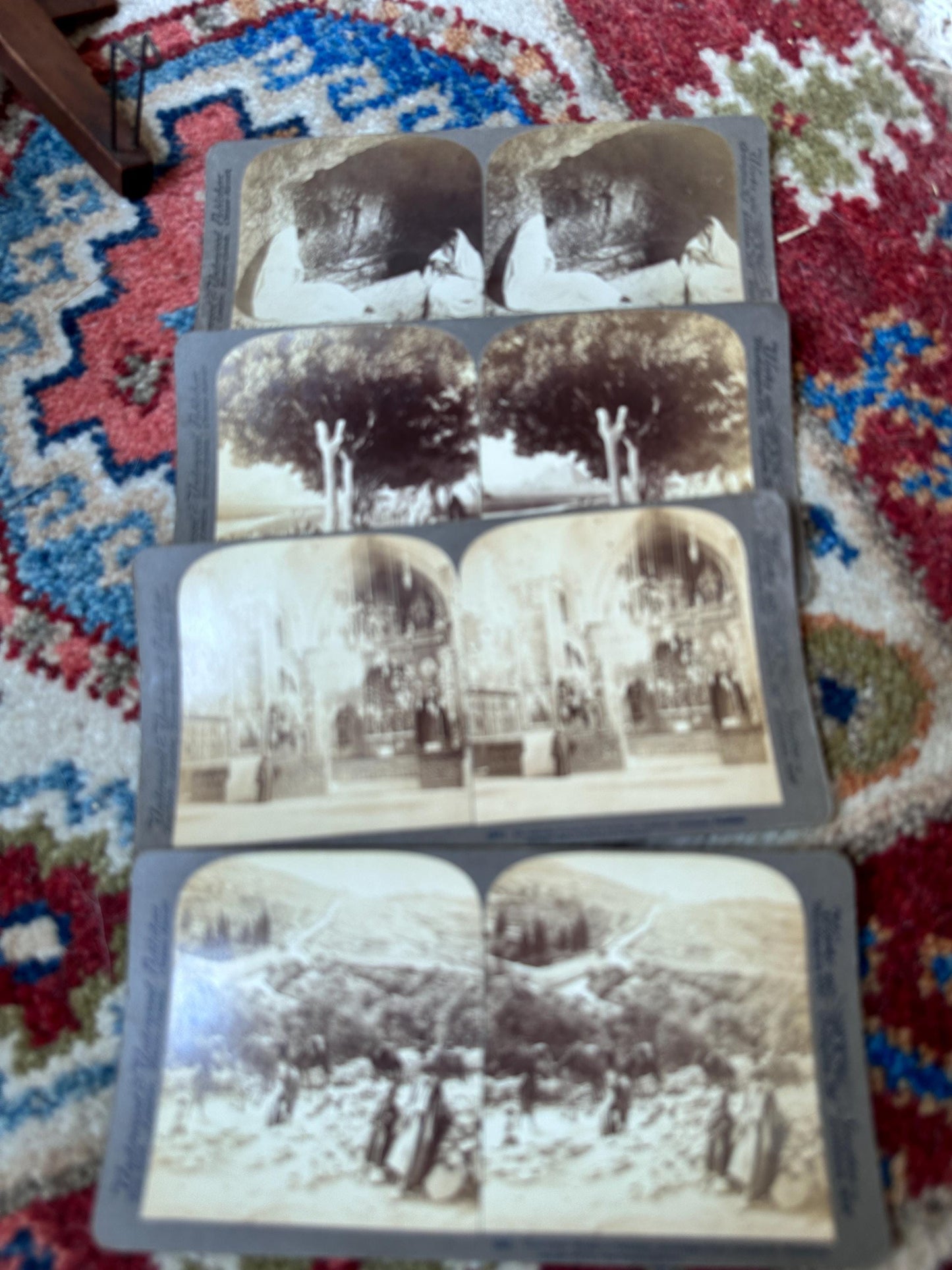 Antique Underwood Stereoscope Viewer with Jerusalem Stereoscope Cards