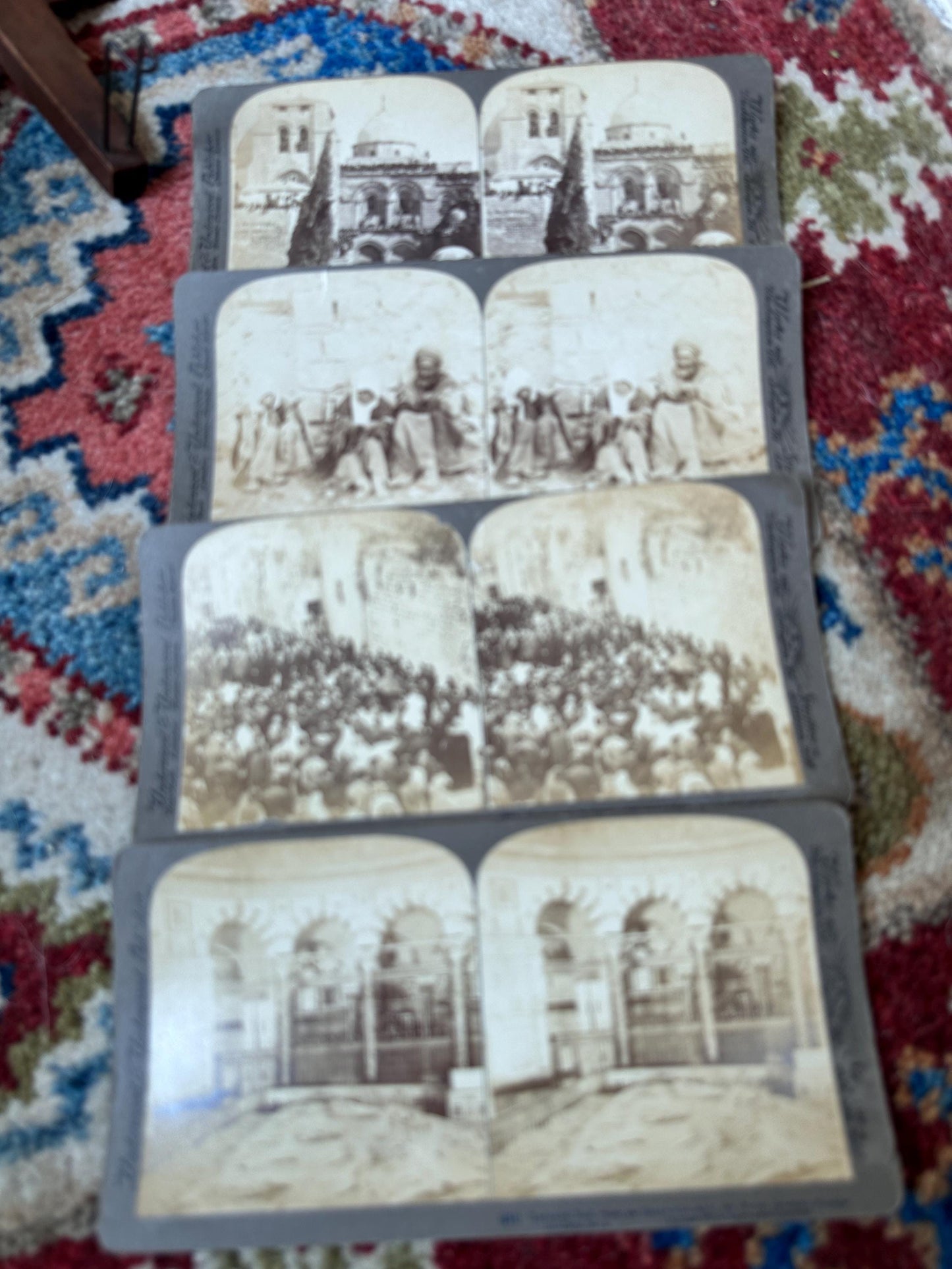 Antique Underwood Stereoscope Viewer with Jerusalem Stereoscope Cards