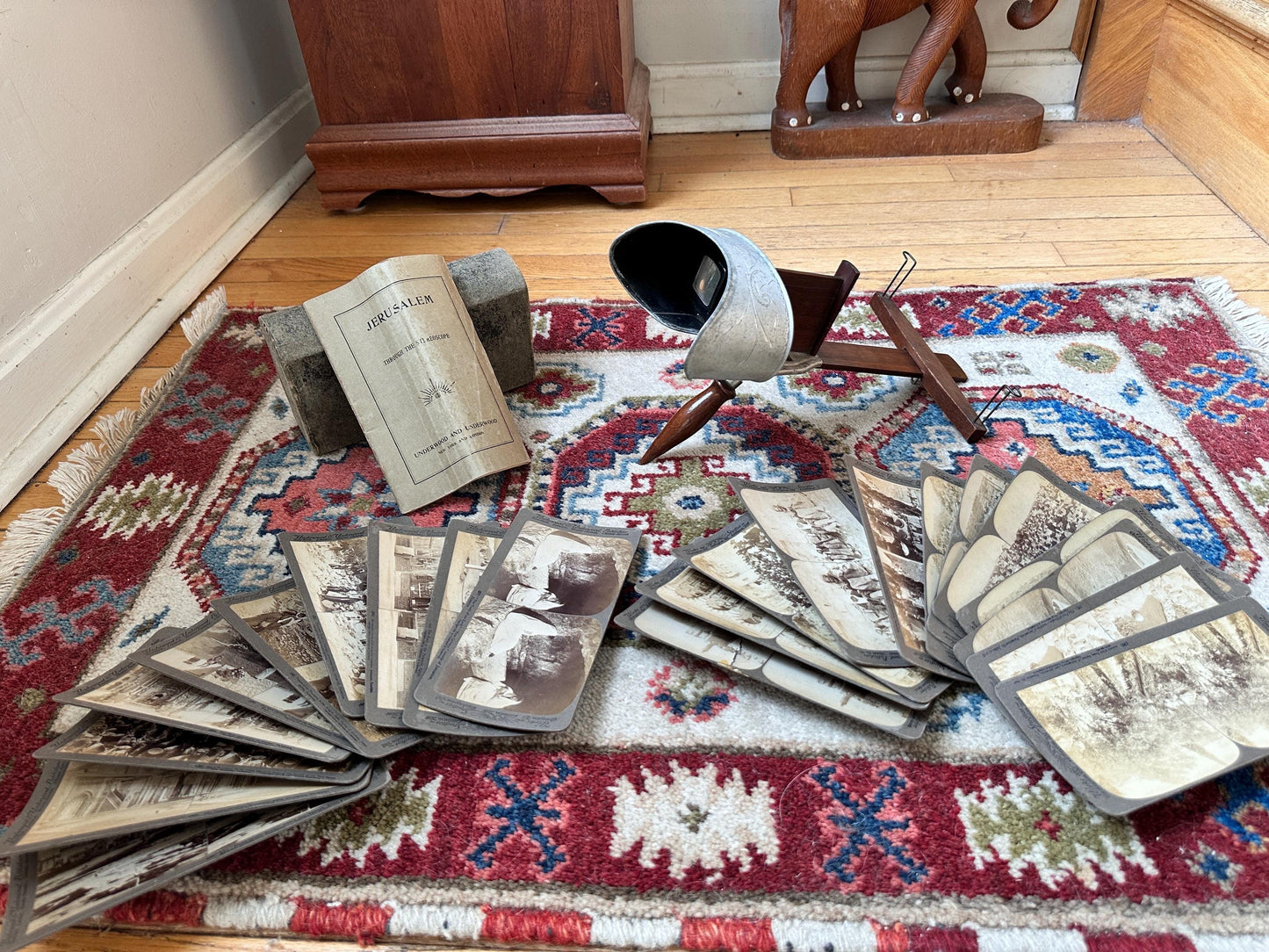 Antique Underwood Stereoscope Viewer with Jerusalem Stereoscope Cards