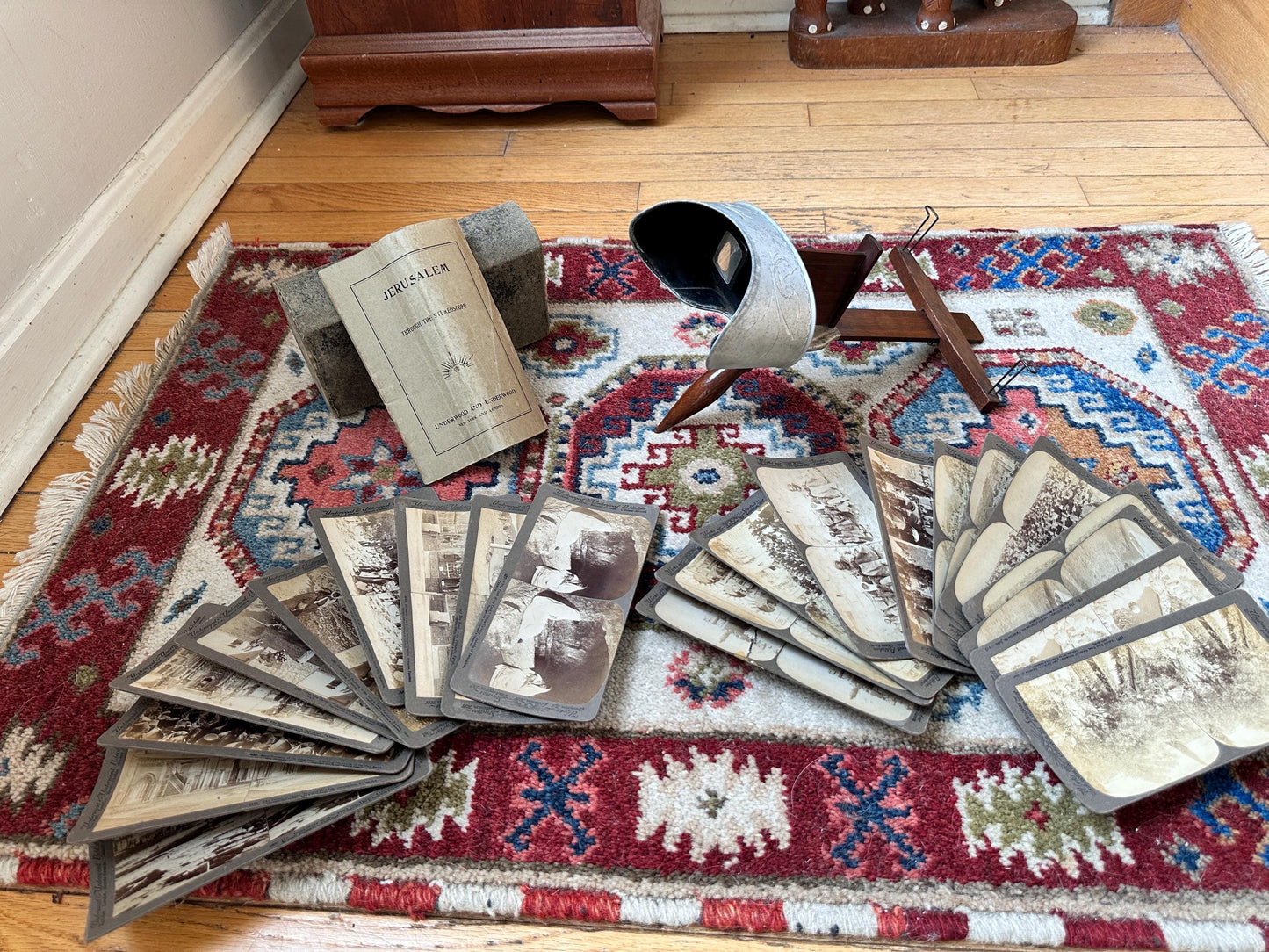 Antique Underwood Stereoscope Viewer with Jerusalem Stereoscope Cards