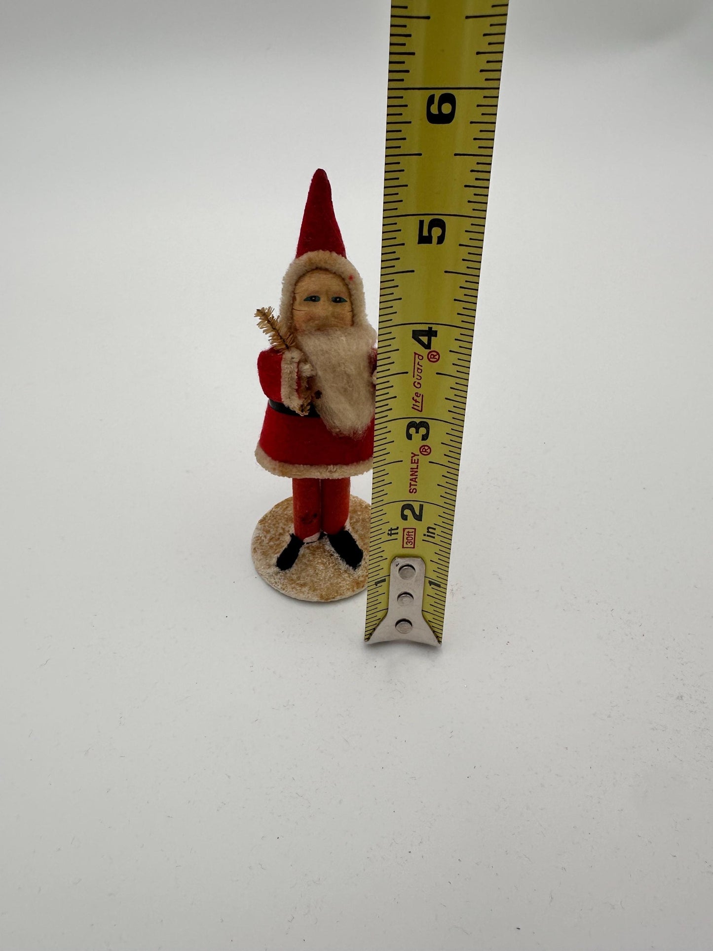 Vintage Pipe Cleaner Santa Figurine 5.5” Antique Felt Coat Japan