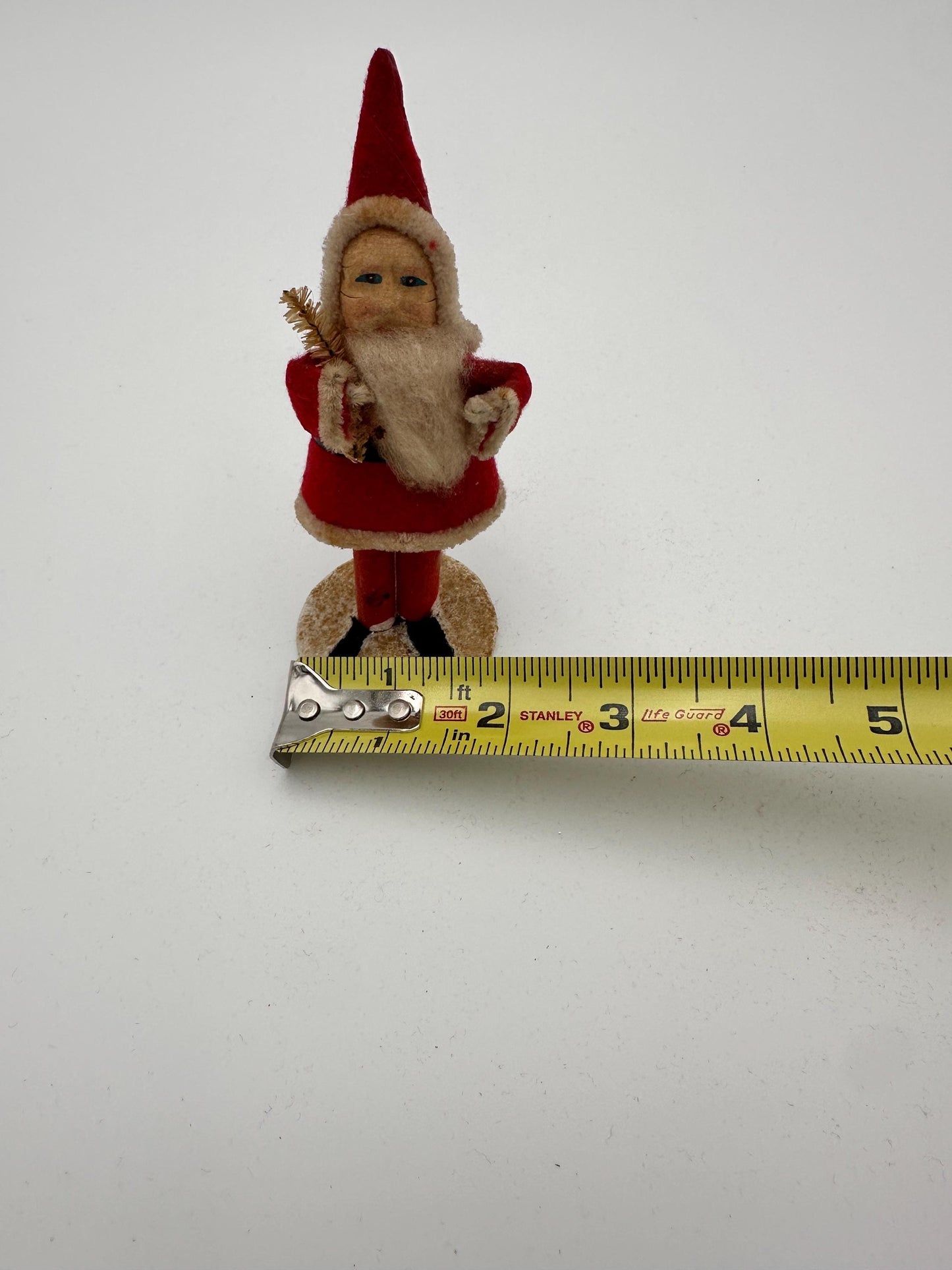 Vintage Pipe Cleaner Santa Figurine 5.5” Antique Felt Coat Japan