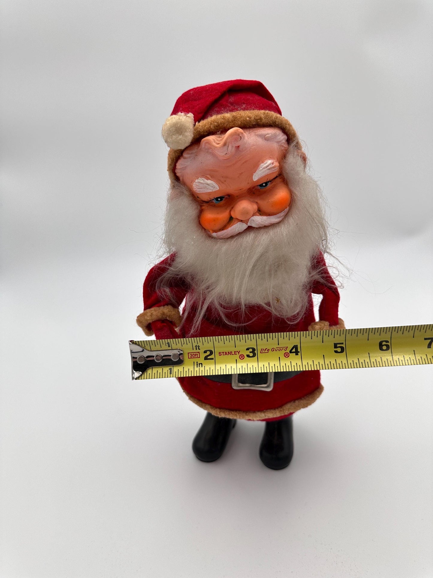 Vintage 1950s Poseable Rubber Face Santa Claus Doll, Made in Japan, Blue Eyes