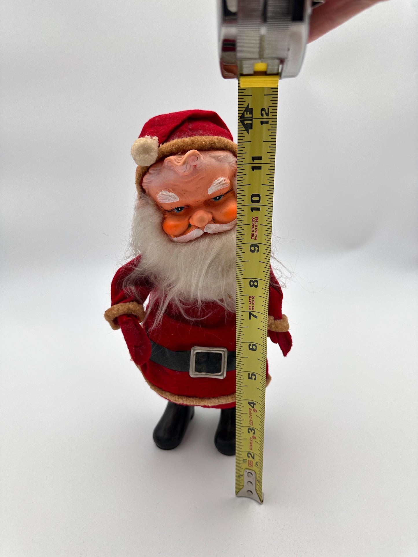 Vintage 1950s Poseable Rubber Face Santa Claus Doll, Made in Japan, Blue Eyes