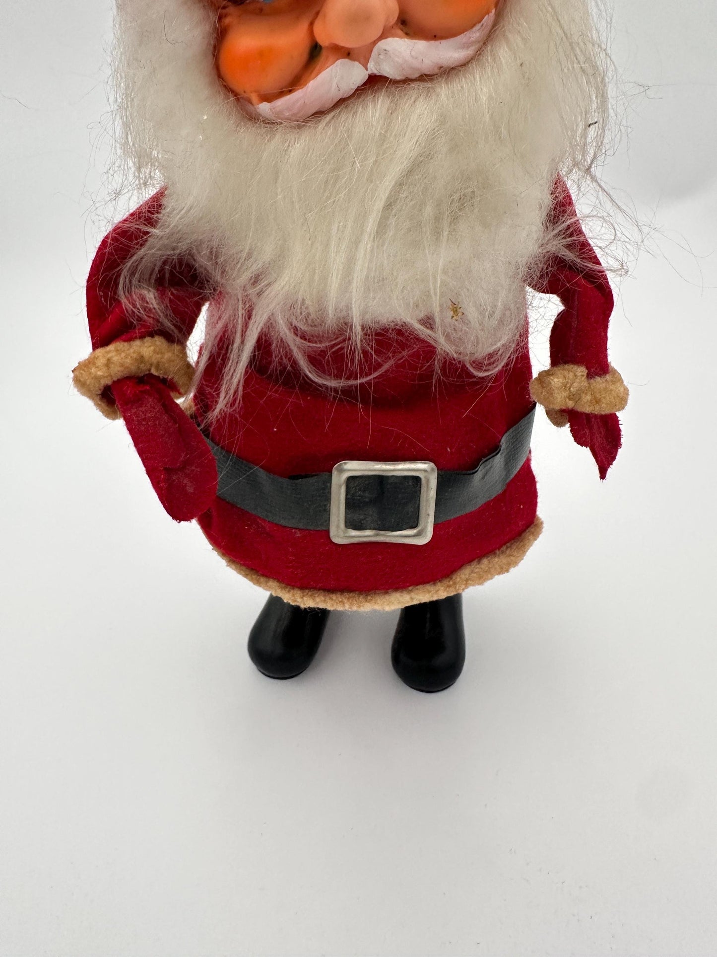 Vintage 1950s Poseable Rubber Face Santa Claus Doll, Made in Japan, Blue Eyes