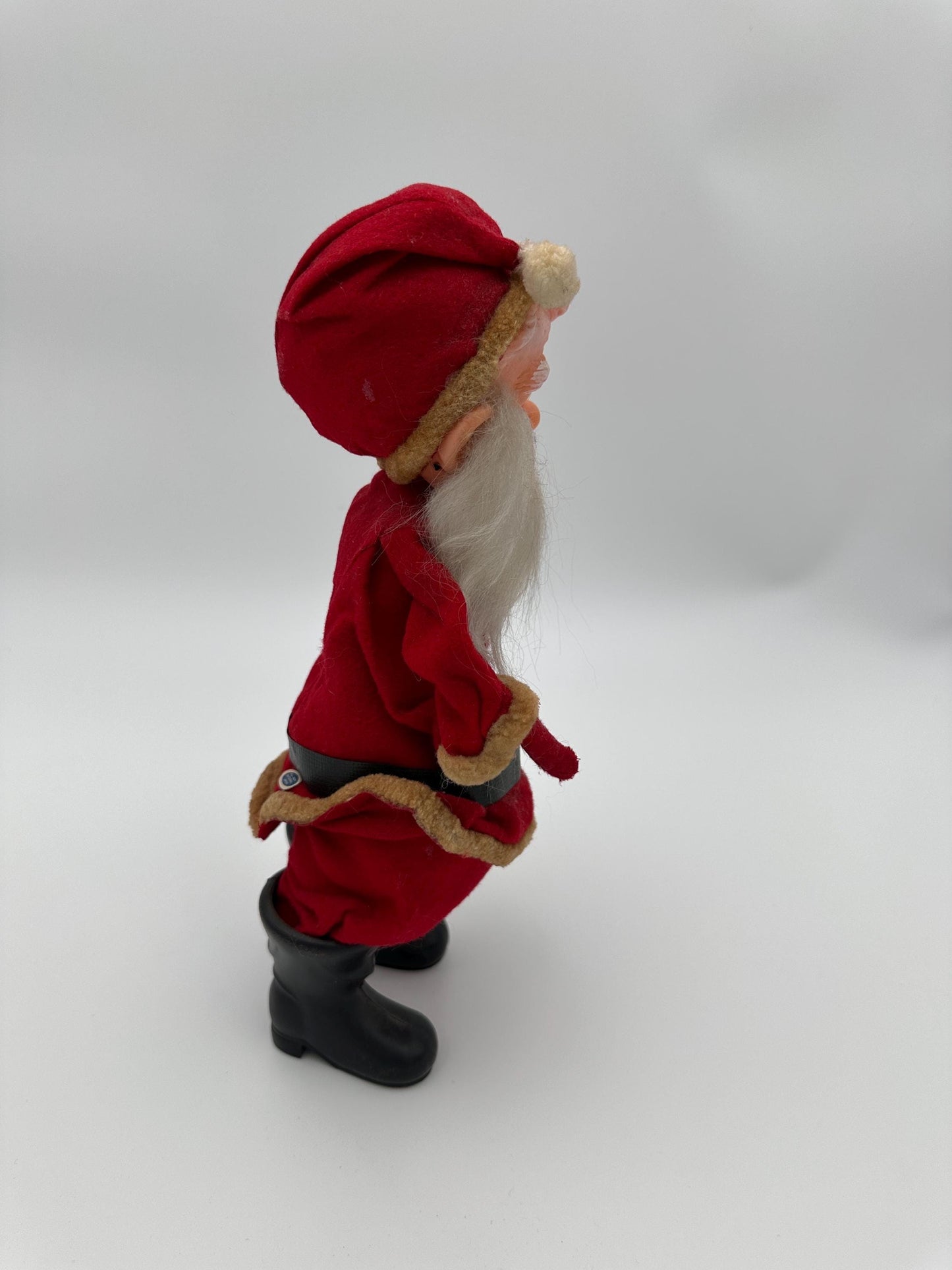 Vintage 1950s Poseable Rubber Face Santa Claus Doll, Made in Japan, Blue Eyes