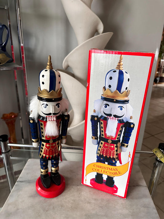 Vintage German Nutcracker Soldier | Red, White, Blue, Gold Guard (16 inch)