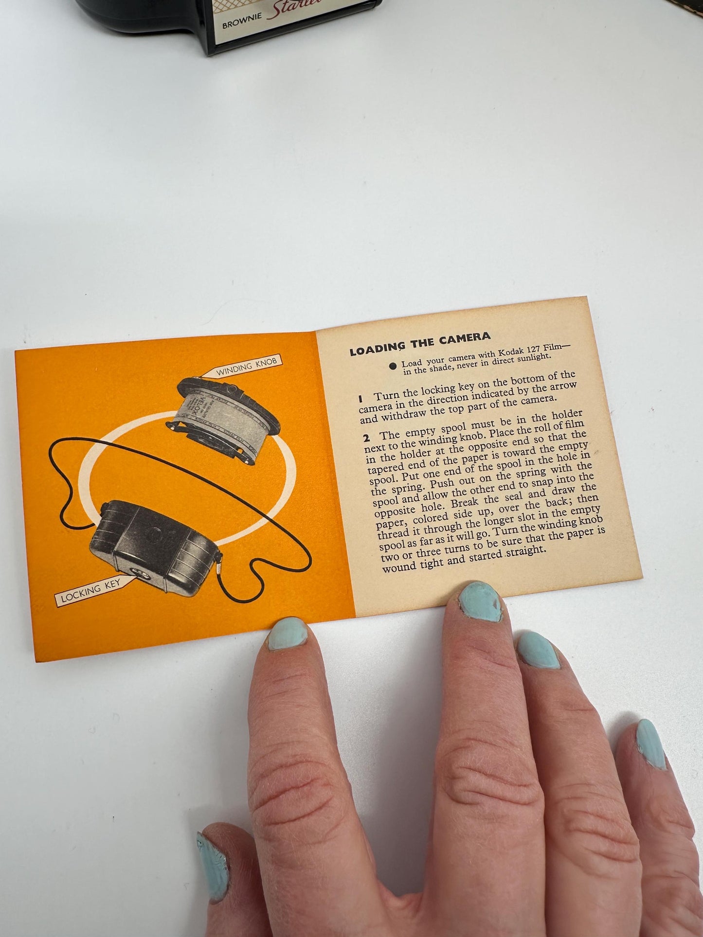 Vintage 1950s Kodak Brownie Starlet Camera, Made in England, 127 Film (Box/Instructions)