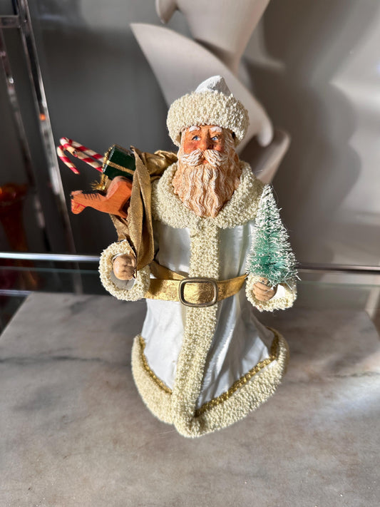 Vintage 1988 Clothtiques Possible Dreams Santa Claus Figurine | White & Gold Christmas Santa | Holiday Collectible