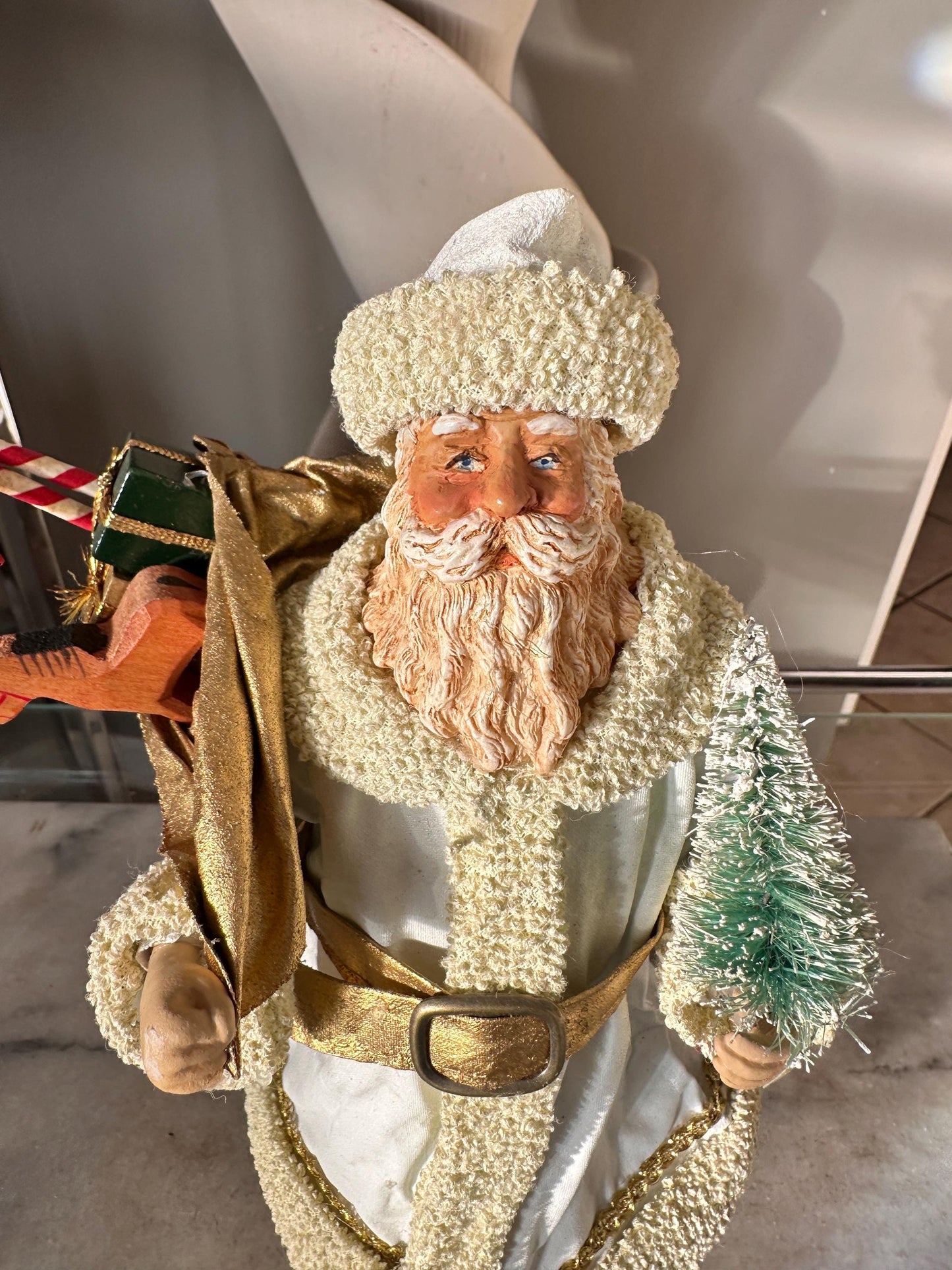 Vintage 1988 Clothtiques Possible Dreams Santa Claus Figurine | White & Gold Christmas Santa | Holiday Collectible