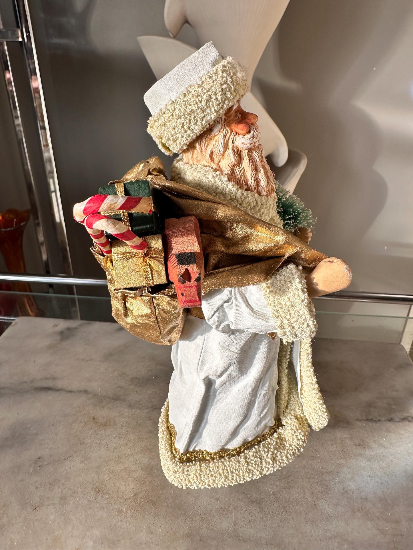 Vintage 1988 Clothtiques Possible Dreams Santa Claus Figurine | White & Gold Christmas Santa | Holiday Collectible
