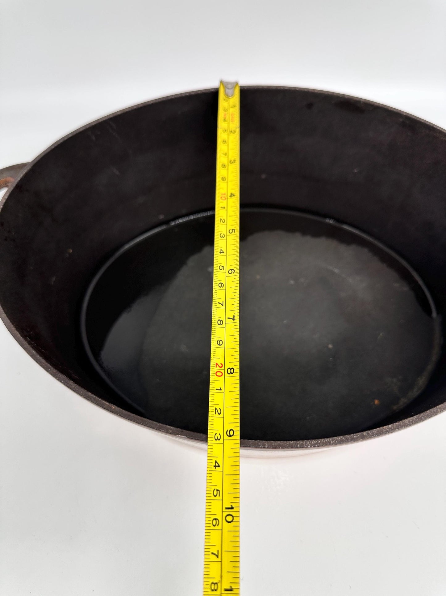 Vintage French Enameled Cast Iron Dutch Oven – Rustic Light Brown Casserole Dish Made France