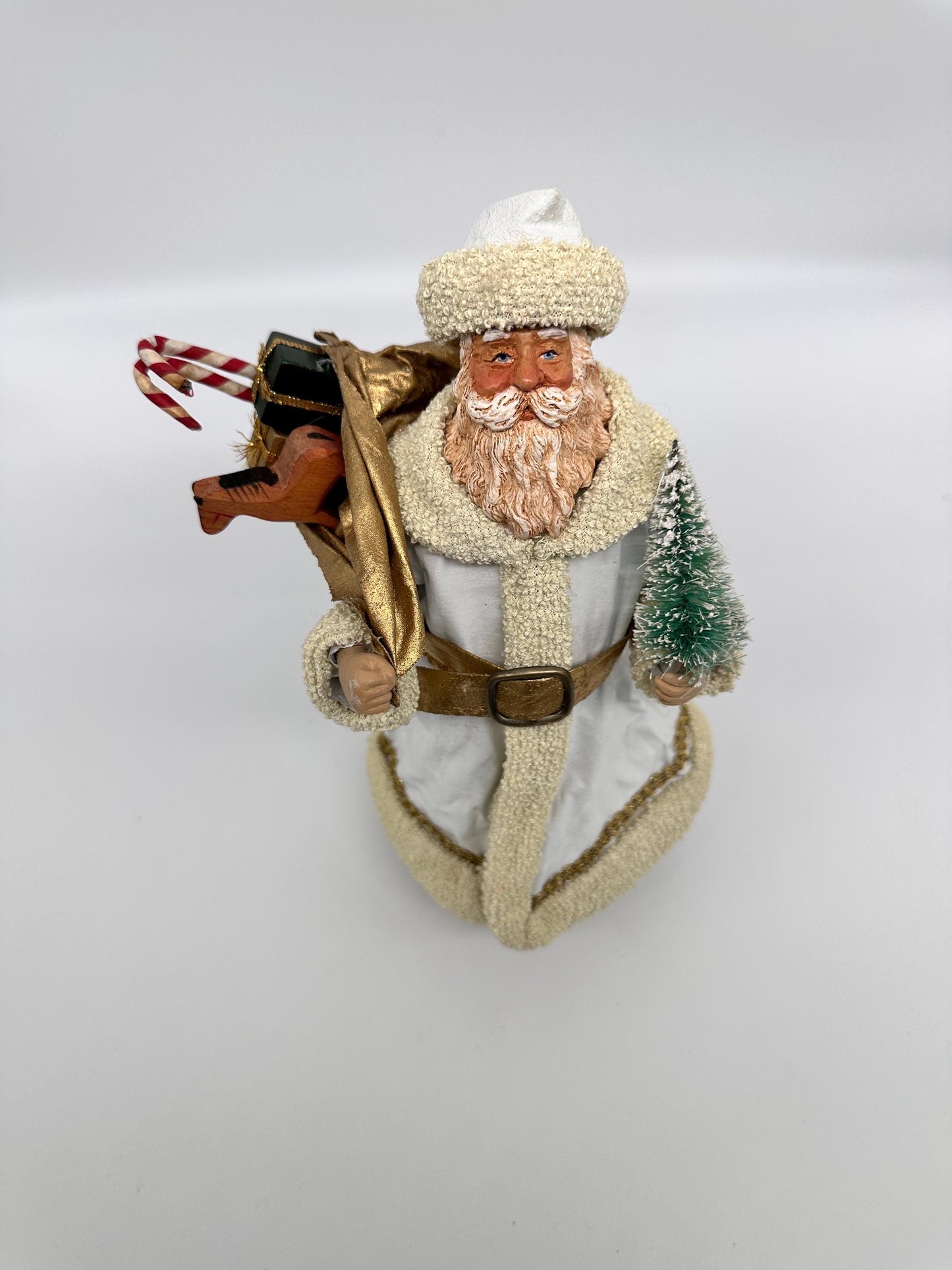 Vintage 1988 Clothtiques Possible Dreams Santa Claus Figurine | White & Gold Christmas Santa | Holiday Collectible