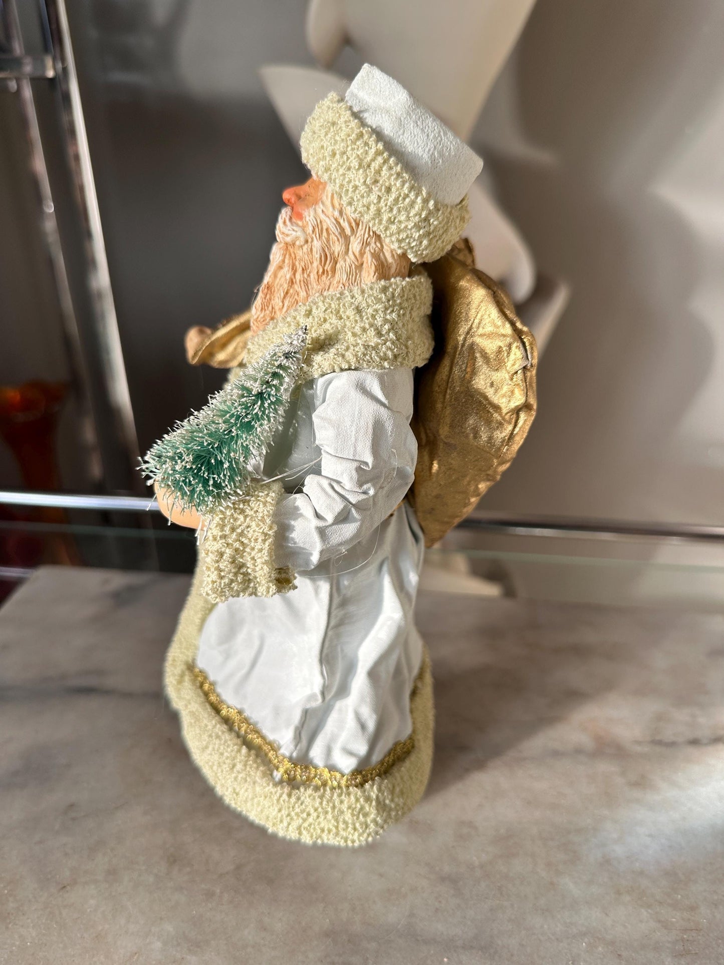 Vintage 1988 Clothtiques Possible Dreams Santa Claus Figurine | White & Gold Christmas Santa | Holiday Collectible