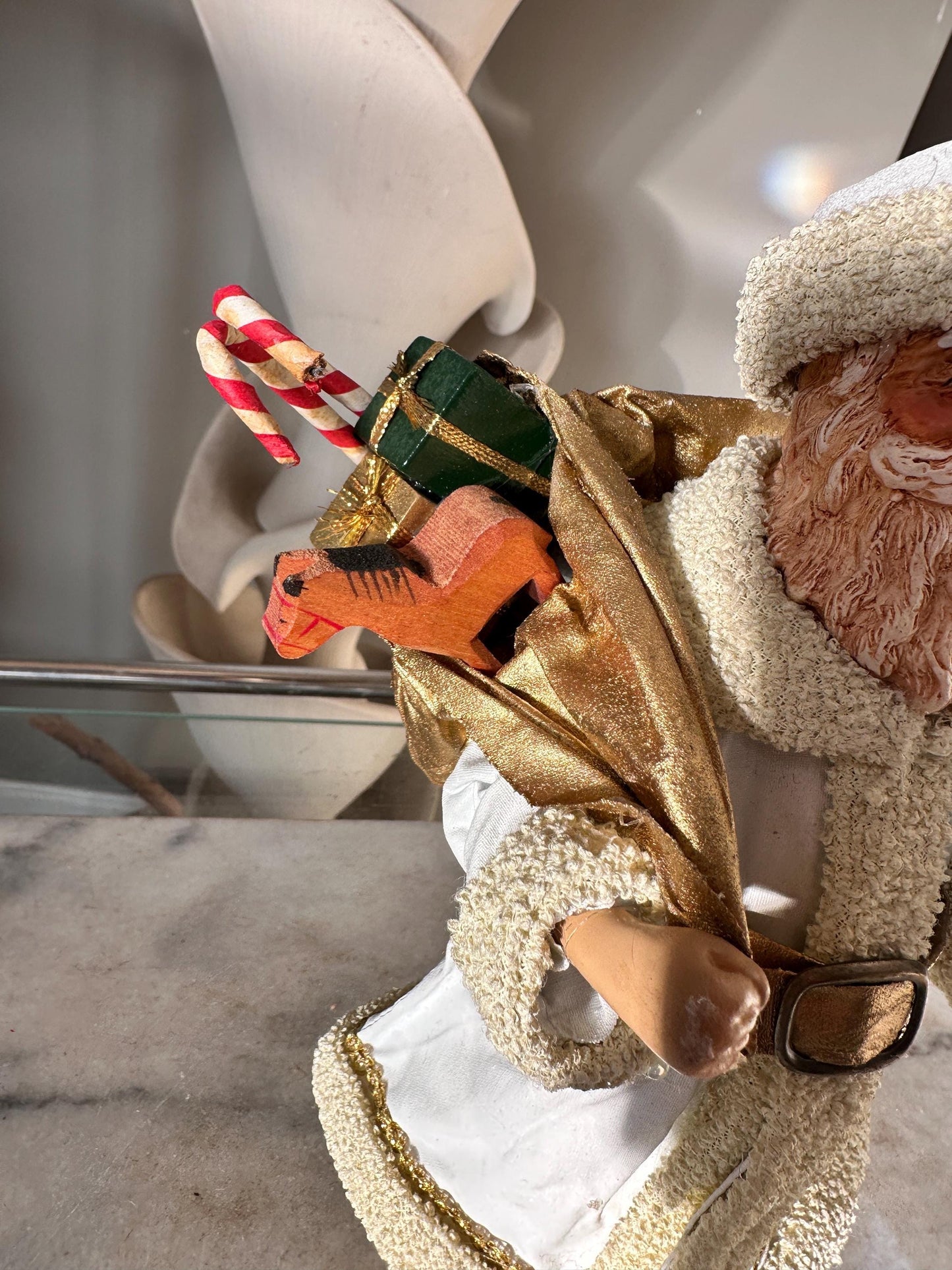 Vintage 1988 Clothtiques Possible Dreams Santa Claus Figurine | White & Gold Christmas Santa | Holiday Collectible