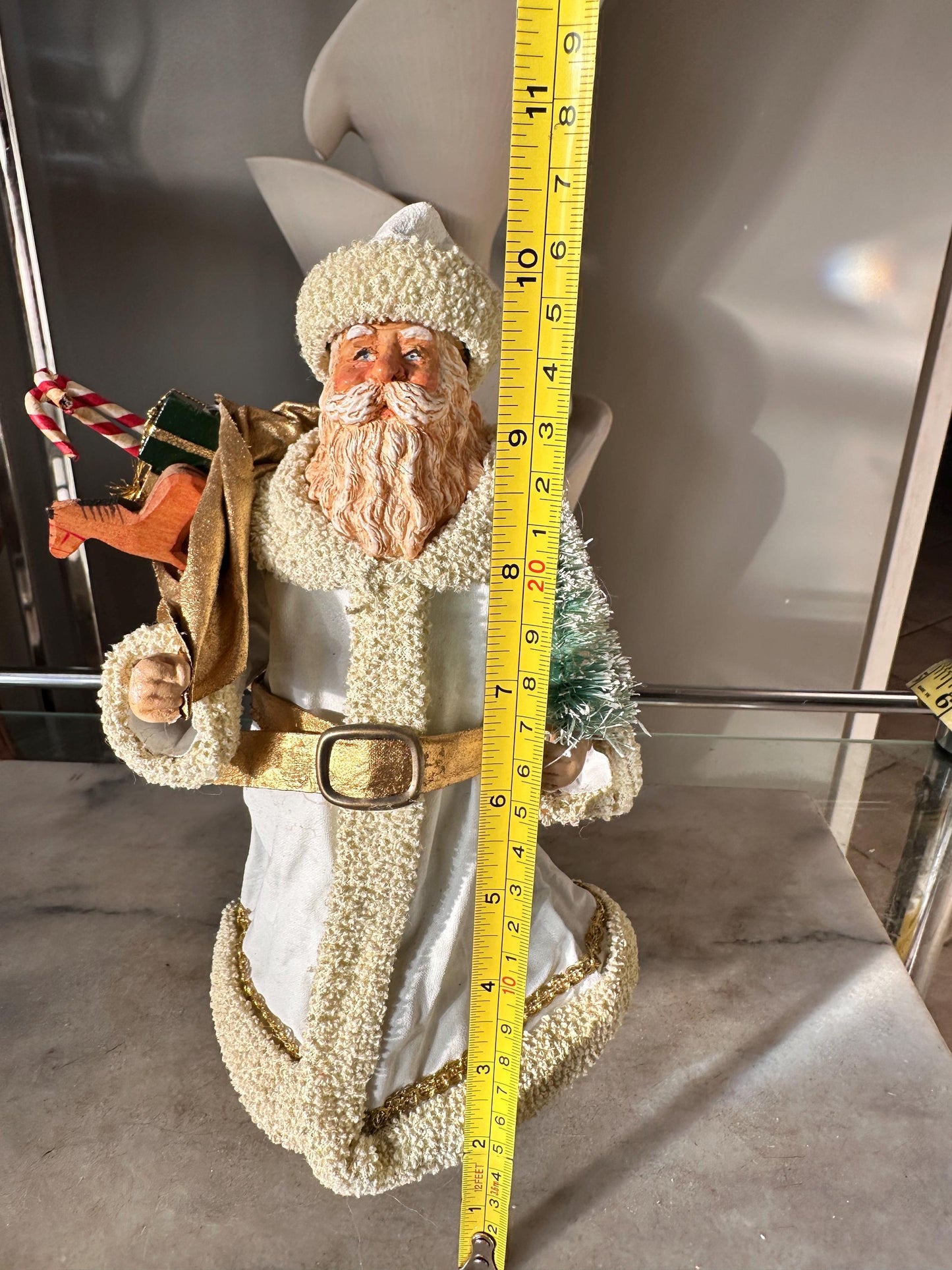 Vintage 1988 Clothtiques Possible Dreams Santa Claus Figurine | White & Gold Christmas Santa | Holiday Collectible