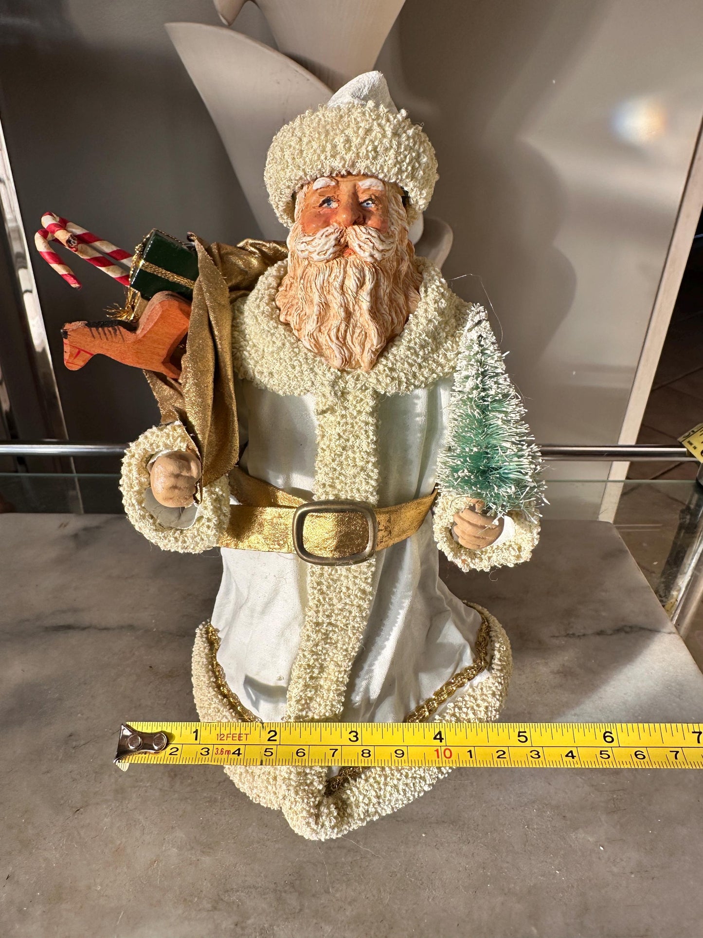 Vintage 1988 Clothtiques Possible Dreams Santa Claus Figurine | White & Gold Christmas Santa | Holiday Collectible