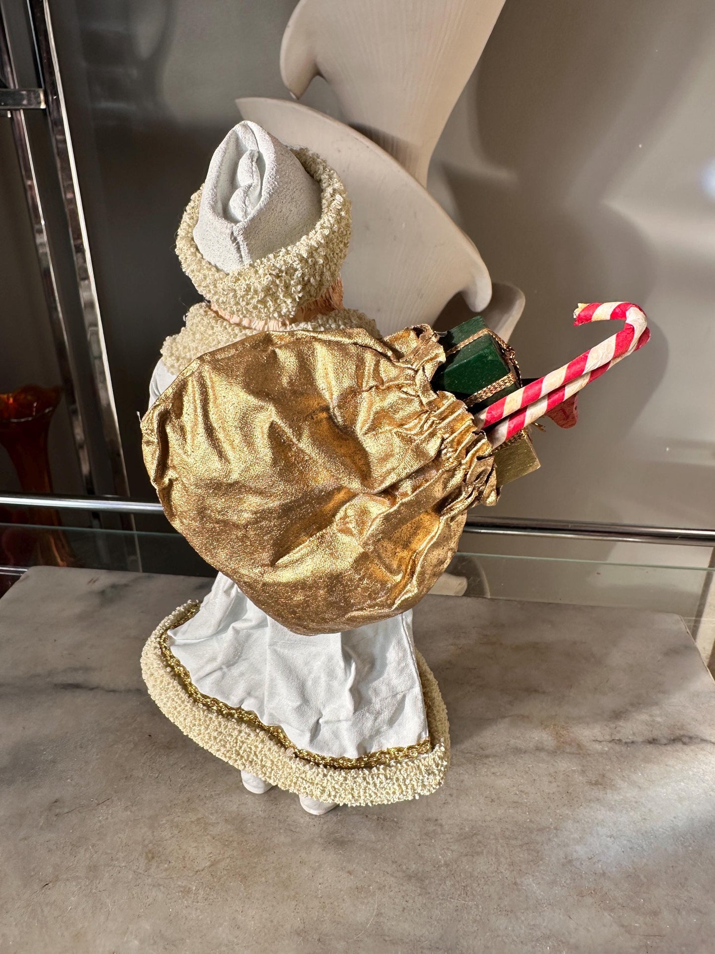 Vintage 1988 Clothtiques Possible Dreams Santa Claus Figurine | White & Gold Christmas Santa | Holiday Collectible