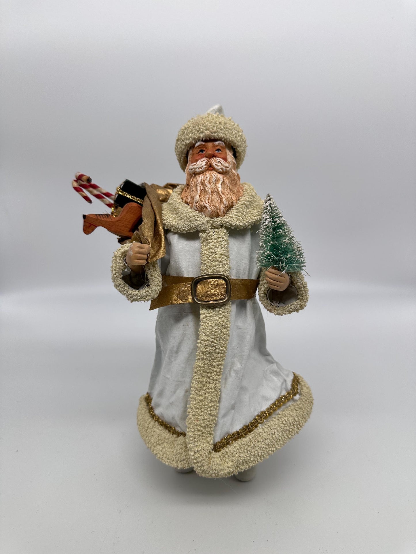 Vintage 1988 Clothtiques Possible Dreams Santa Claus Figurine | White & Gold Christmas Santa | Holiday Collectible