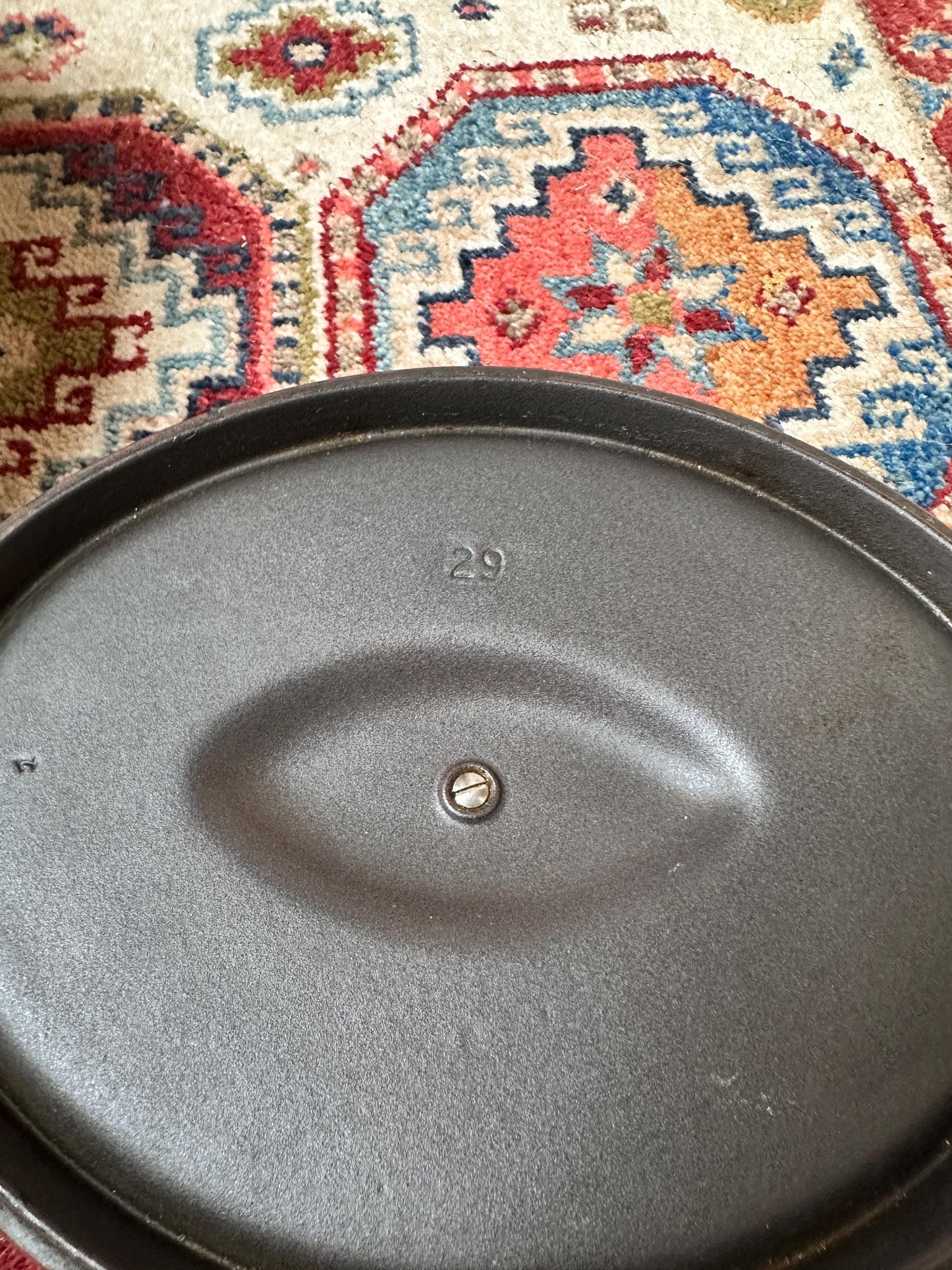 Vintage French Enameled Cast Iron Dutch Oven – Rustic Light Brown Casserole Dish Made France