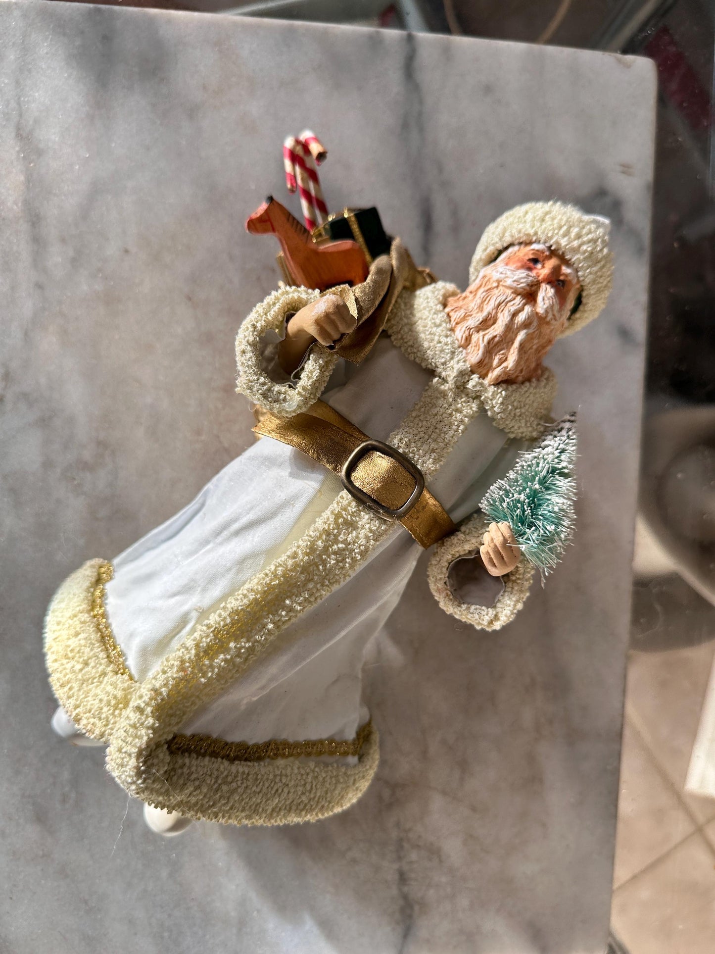 Vintage 1988 Clothtiques Possible Dreams Santa Claus Figurine | White & Gold Christmas Santa | Holiday Collectible
