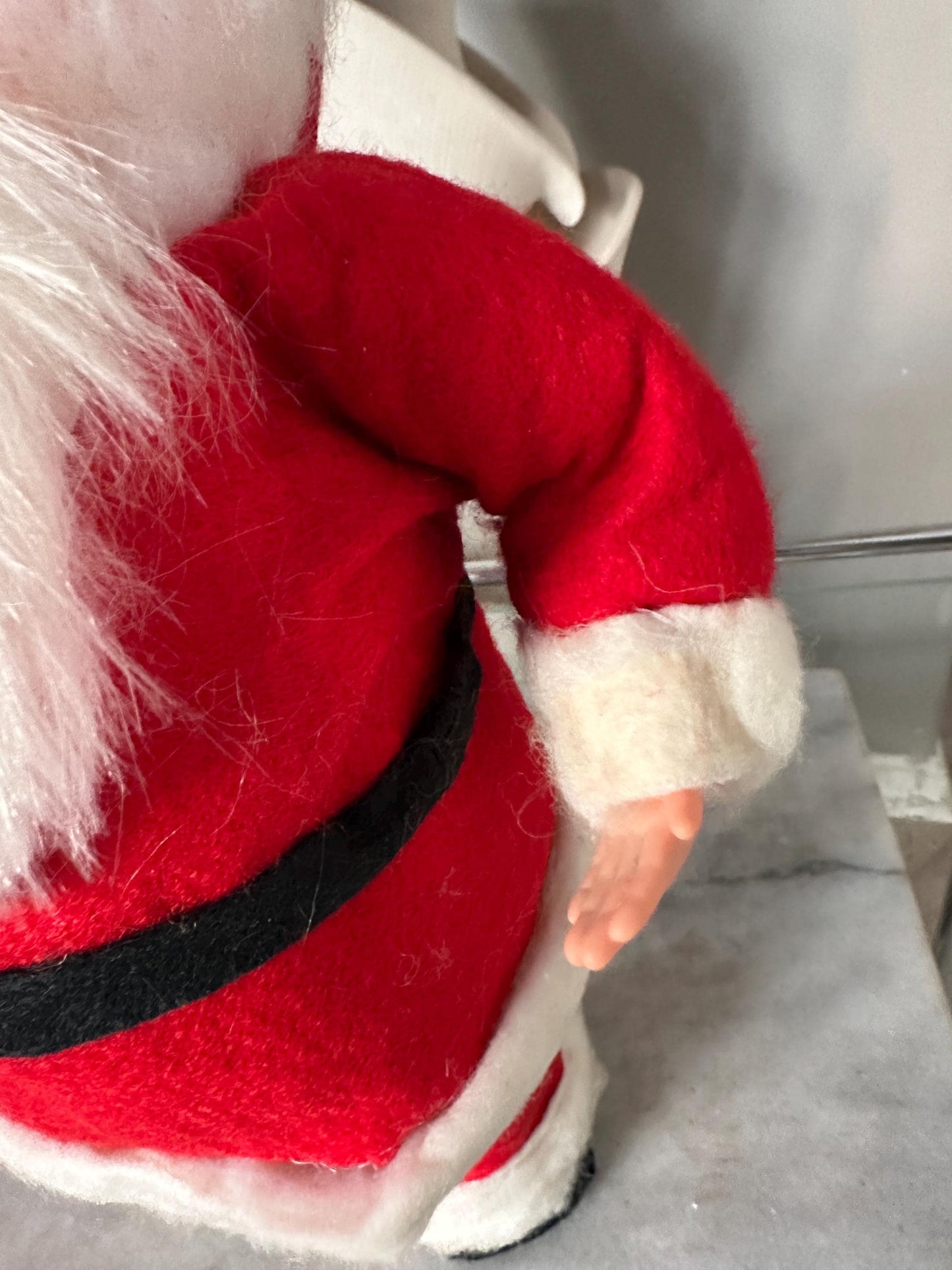 Vintage 1970s Hand Crafted Santa Doll: Rubber Face, Blue Eyes, 13" Collectible
