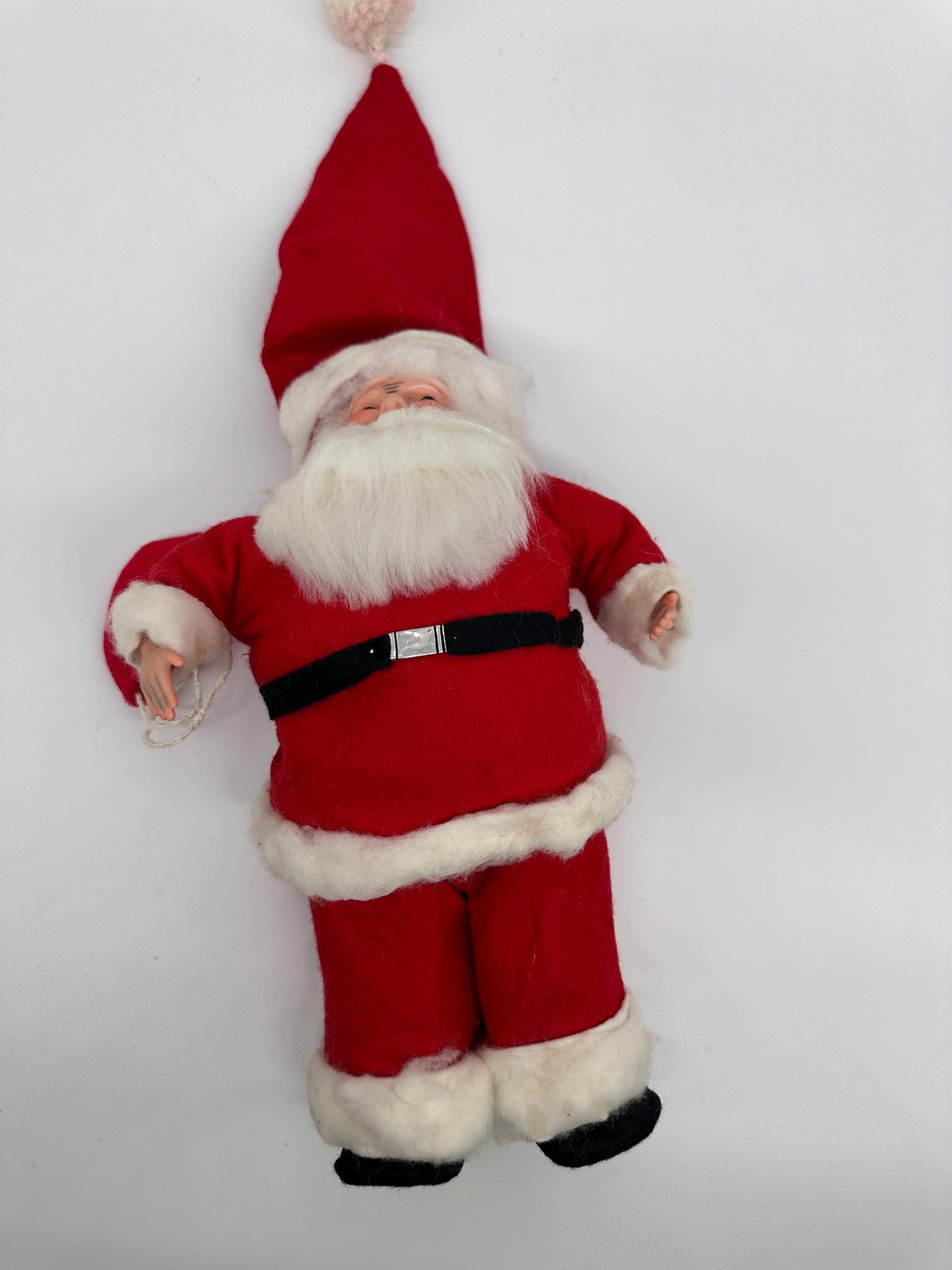 Vintage 1970s Hand Crafted Santa Doll: Rubber Face, Blue Eyes, 13" Collectible