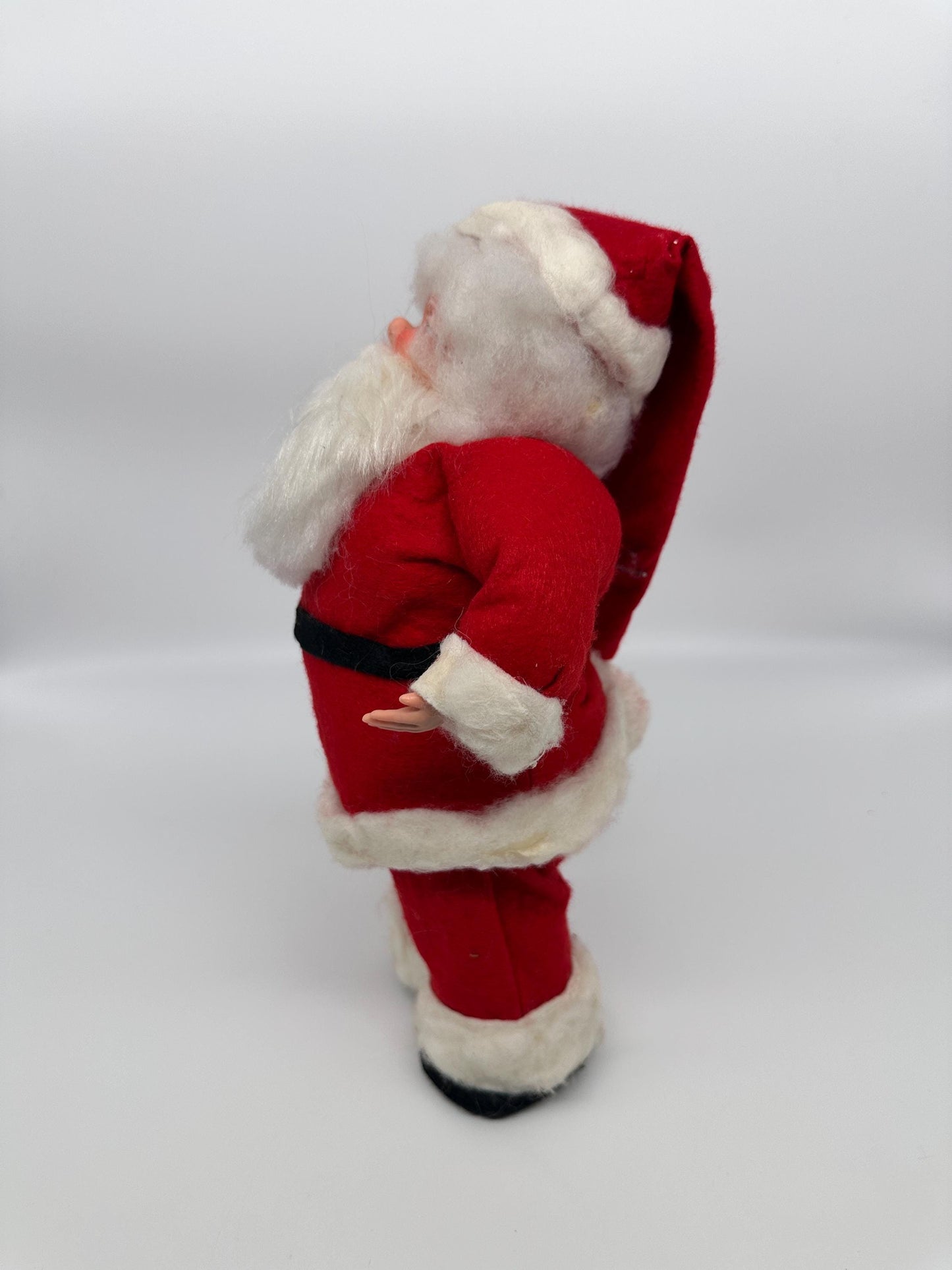 Vintage 1970s Hand Crafted Santa Doll: Rubber Face, Blue Eyes, 13" Collectible
