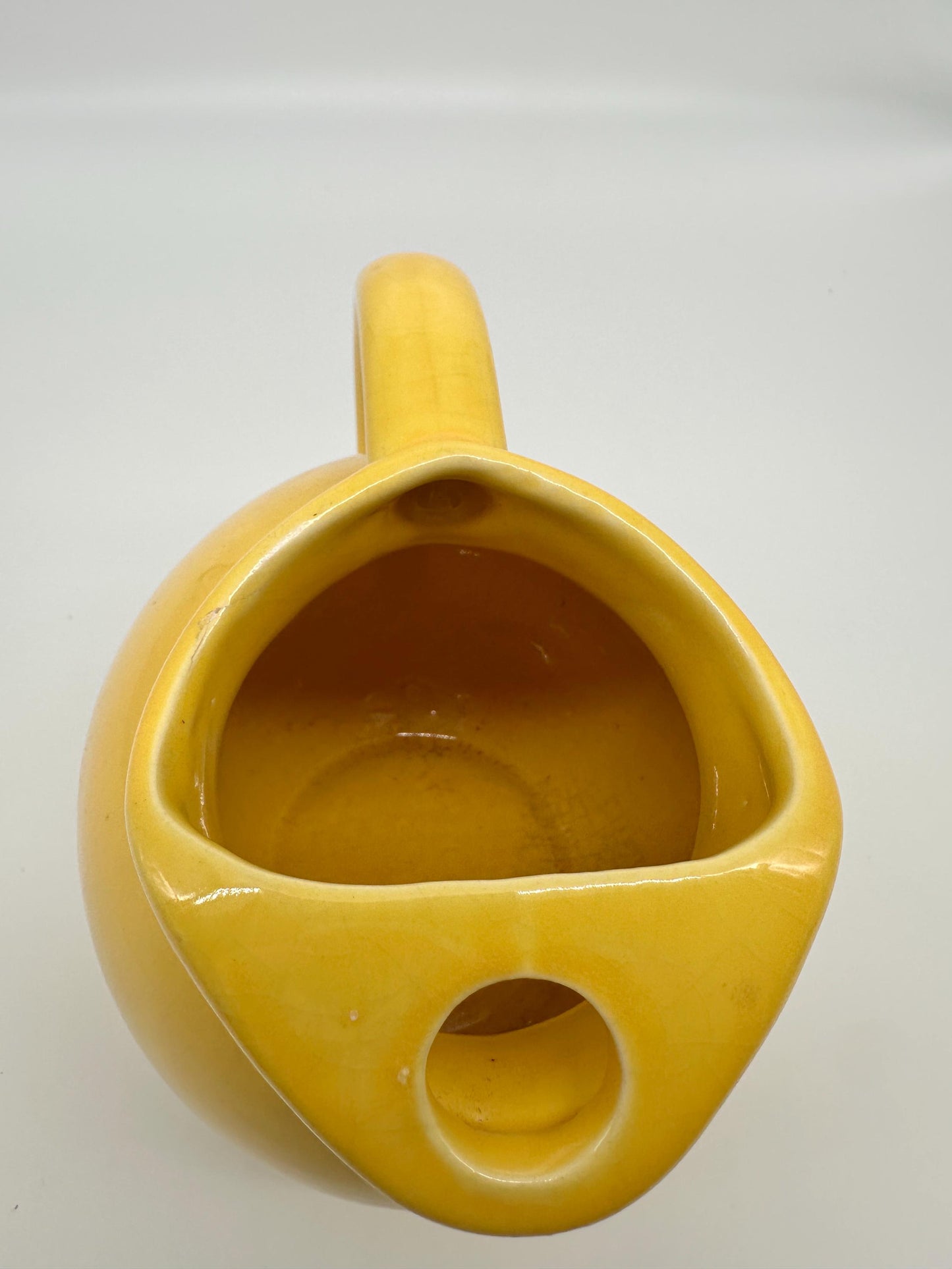 Vintage Yellow Ball Pitcher | Mid-Century USA Pottery Ice Catcher Spout