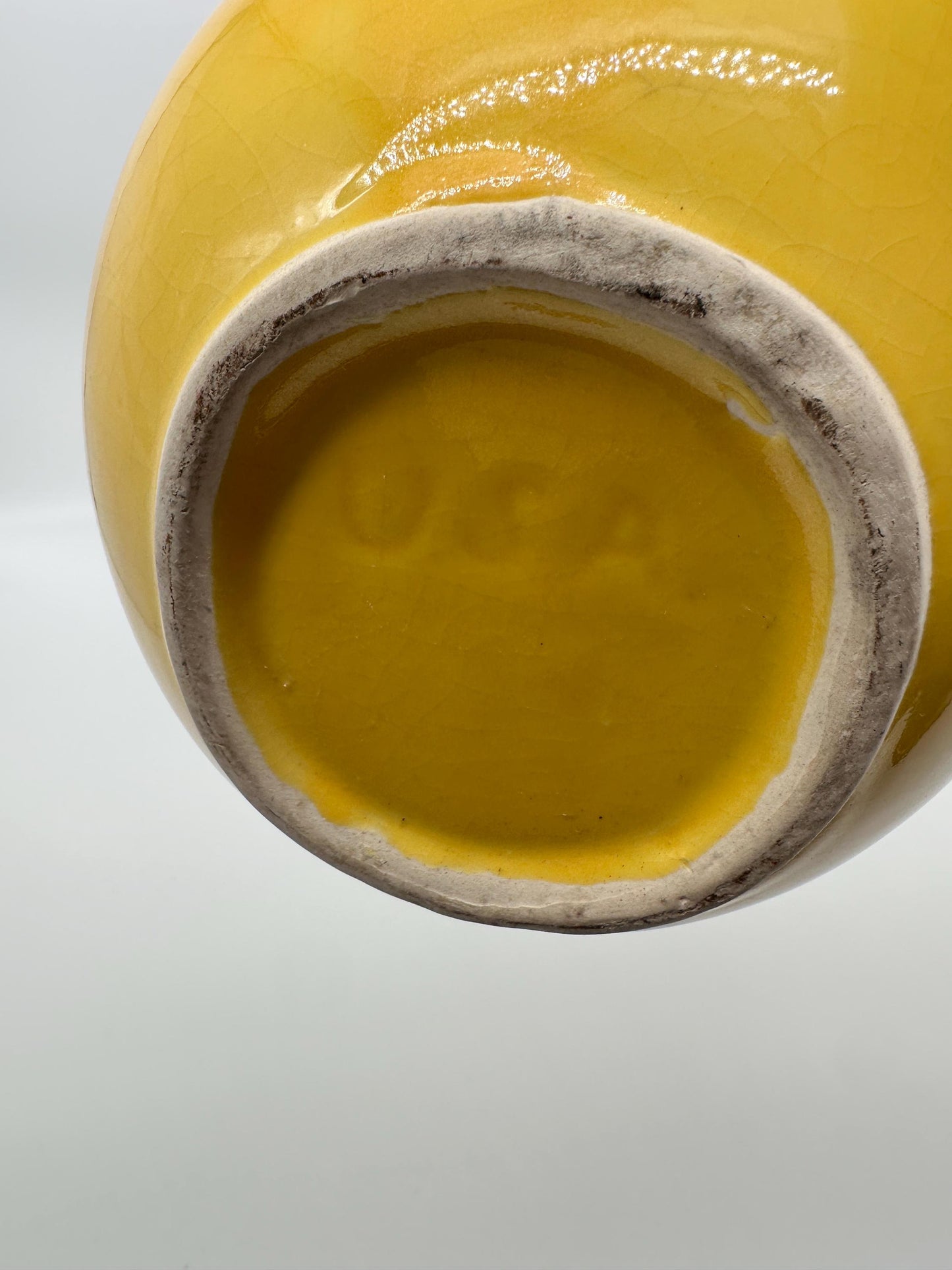 Vintage Yellow Ball Pitcher | Mid-Century USA Pottery Ice Catcher Spout