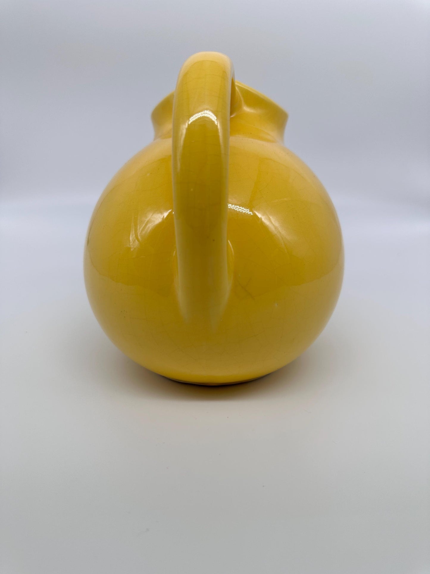 Vintage Yellow Ball Pitcher | Mid-Century USA Pottery Ice Catcher Spout
