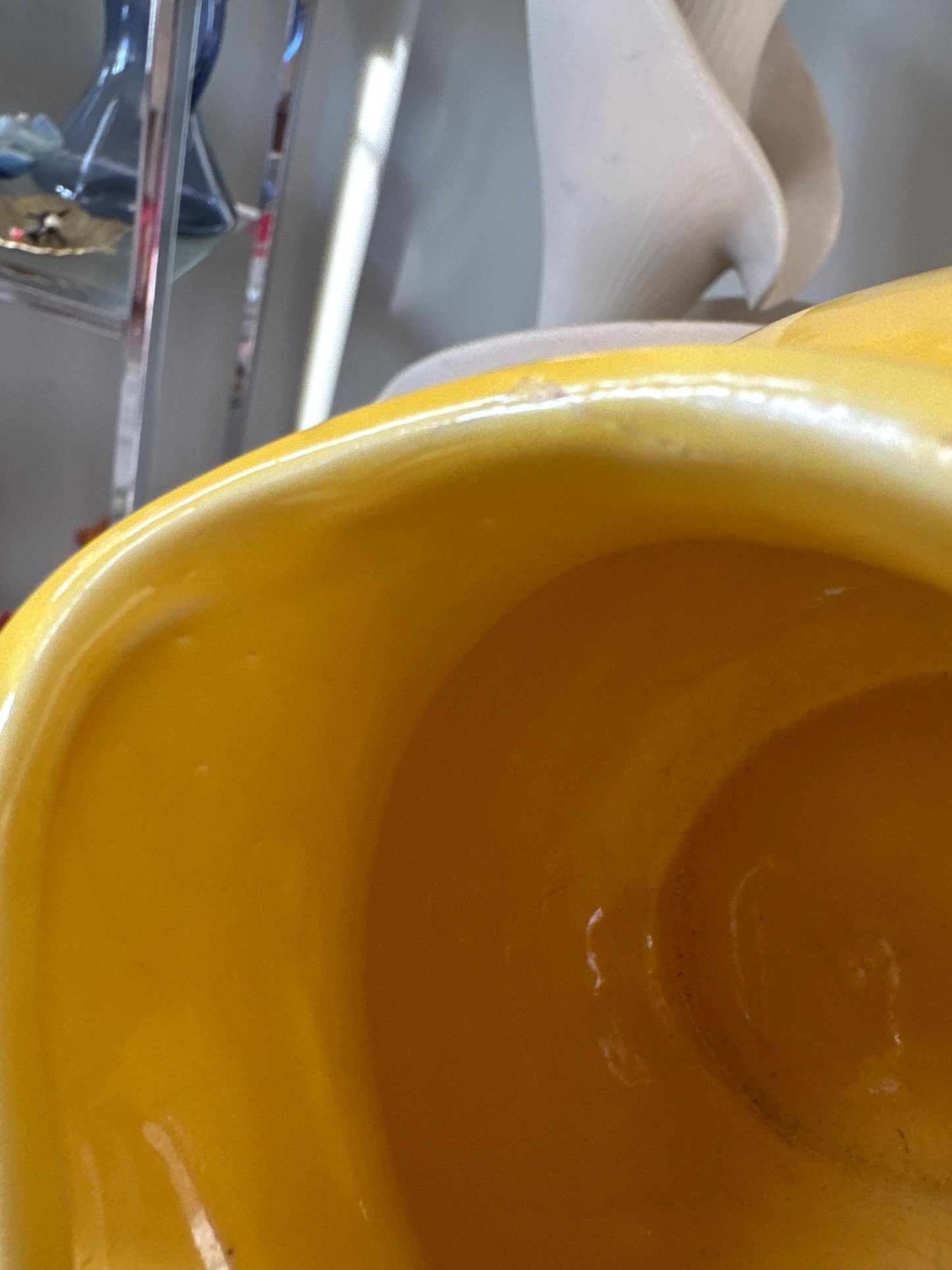 Vintage Yellow Ball Pitcher | Mid-Century USA Pottery Ice Catcher Spout