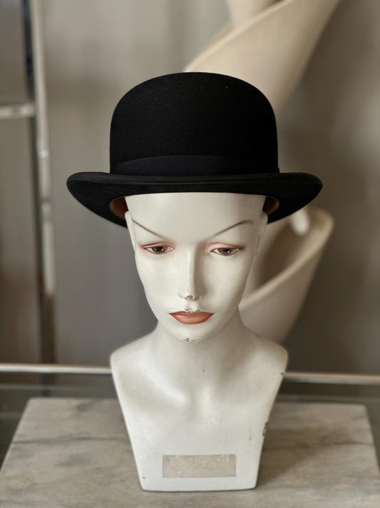 Antique Black Wool Felt Bowler Hat, David’s Inc. Harrisburg PA, Original Box