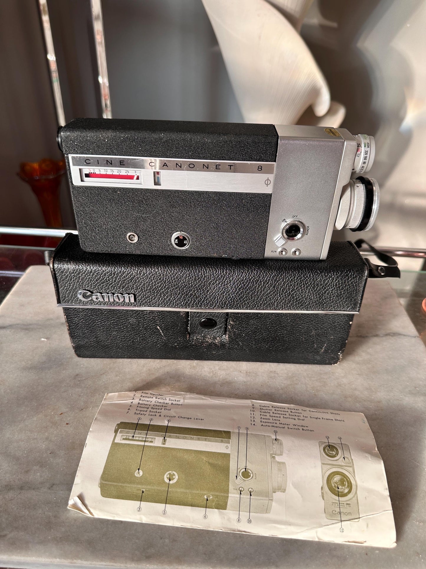 1960s Canon Cine Canonet 8 Film Camera, Japan, Original Case Manual, Running Motor