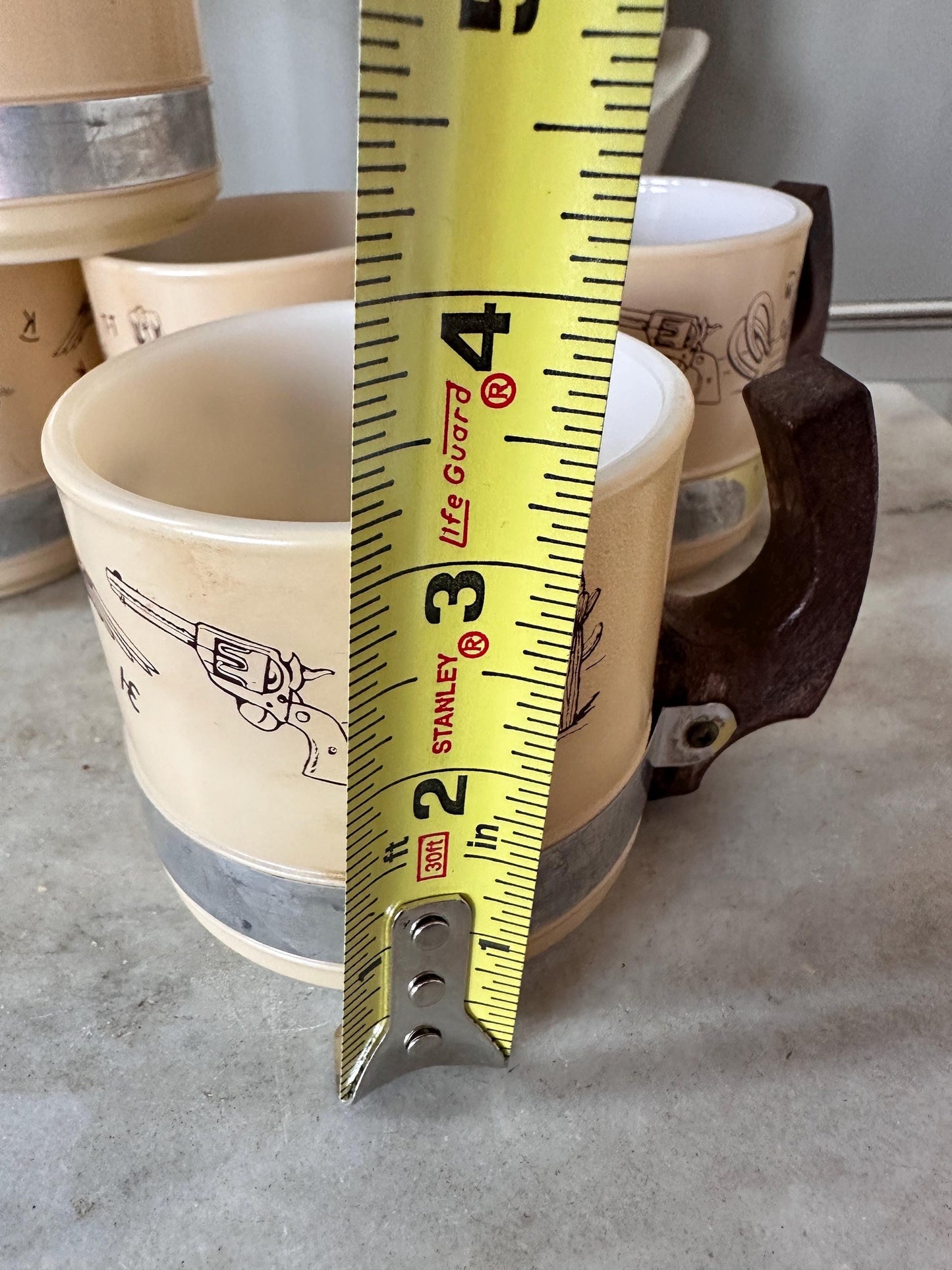 Vintage Siesta Ware Southwestern Milk Glass Mugs (Set of 5) – MCM Wooden Handle Kitchenalia
