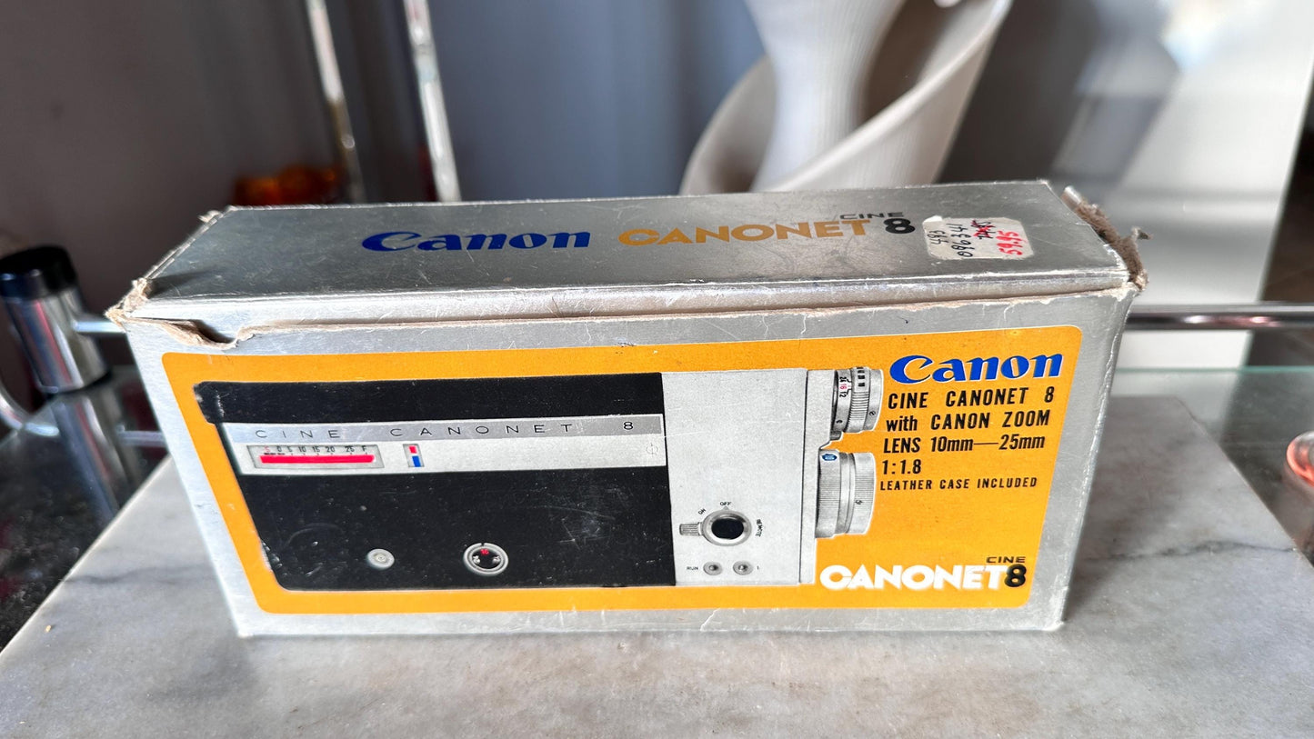1960s Canon Cine Canonet 8 Film Camera, Japan, Original Case Manual, Running Motor