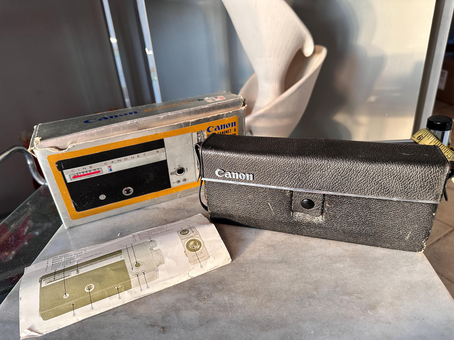 1960s Canon Cine Canonet 8 Film Camera, Japan, Original Case Manual, Running Motor