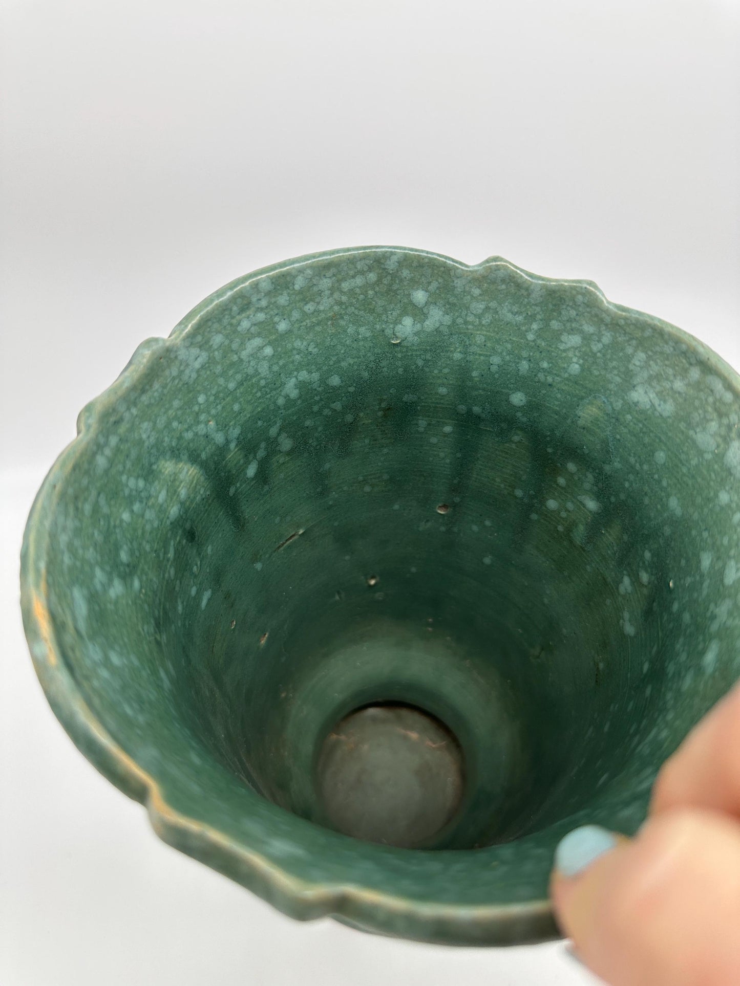 Vintage Robinson Ransbottom Victoria Green Marbled Vase – Art Deco Handled Pottery